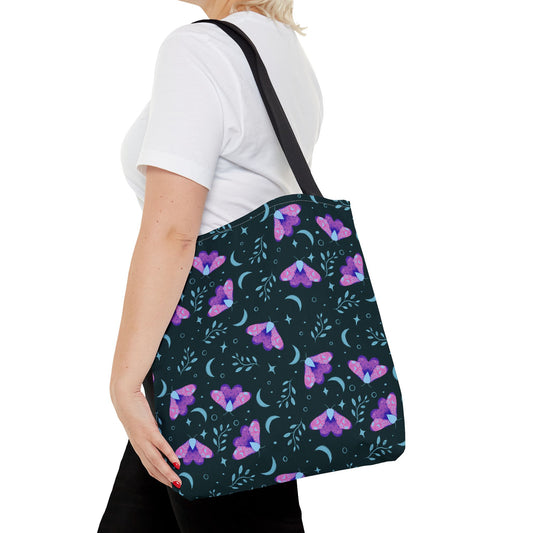 Moth Tote Bag Vibrant - Witchy Aesthetic Design by Anndria