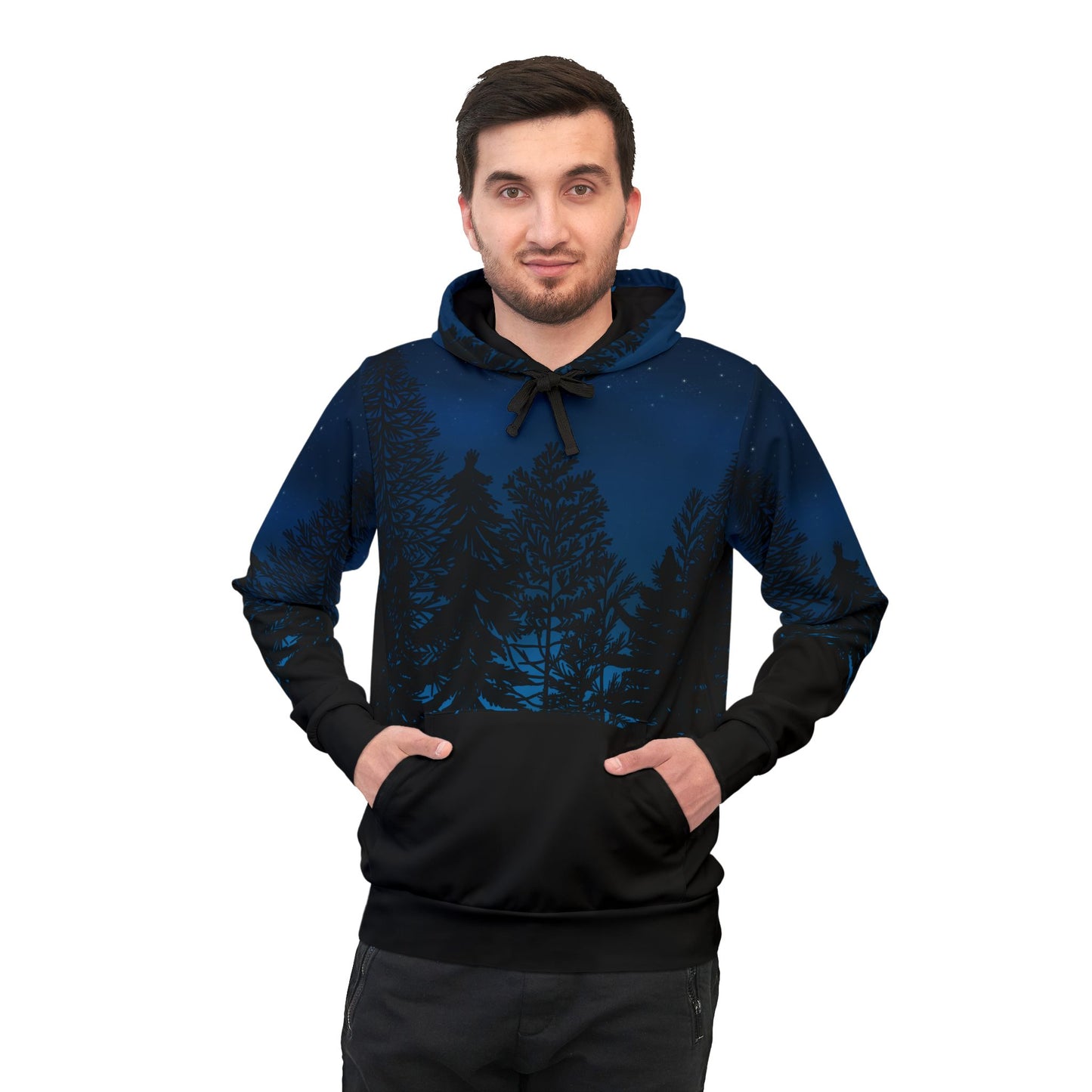 Starry Night Forest Athletic Hoodie - Outdoor Adventure Wear