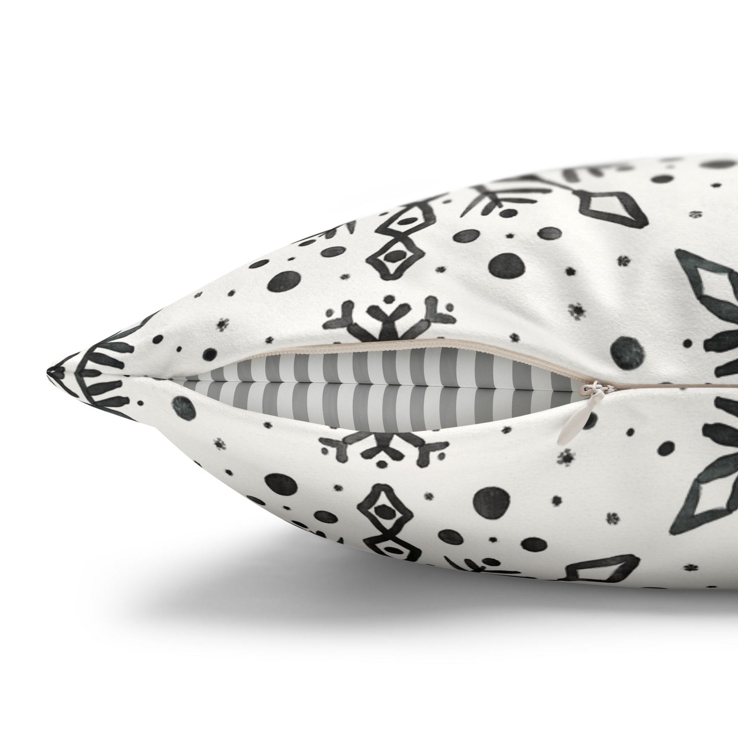 Pillowcase Watercolor Snowflake Design - Black and White