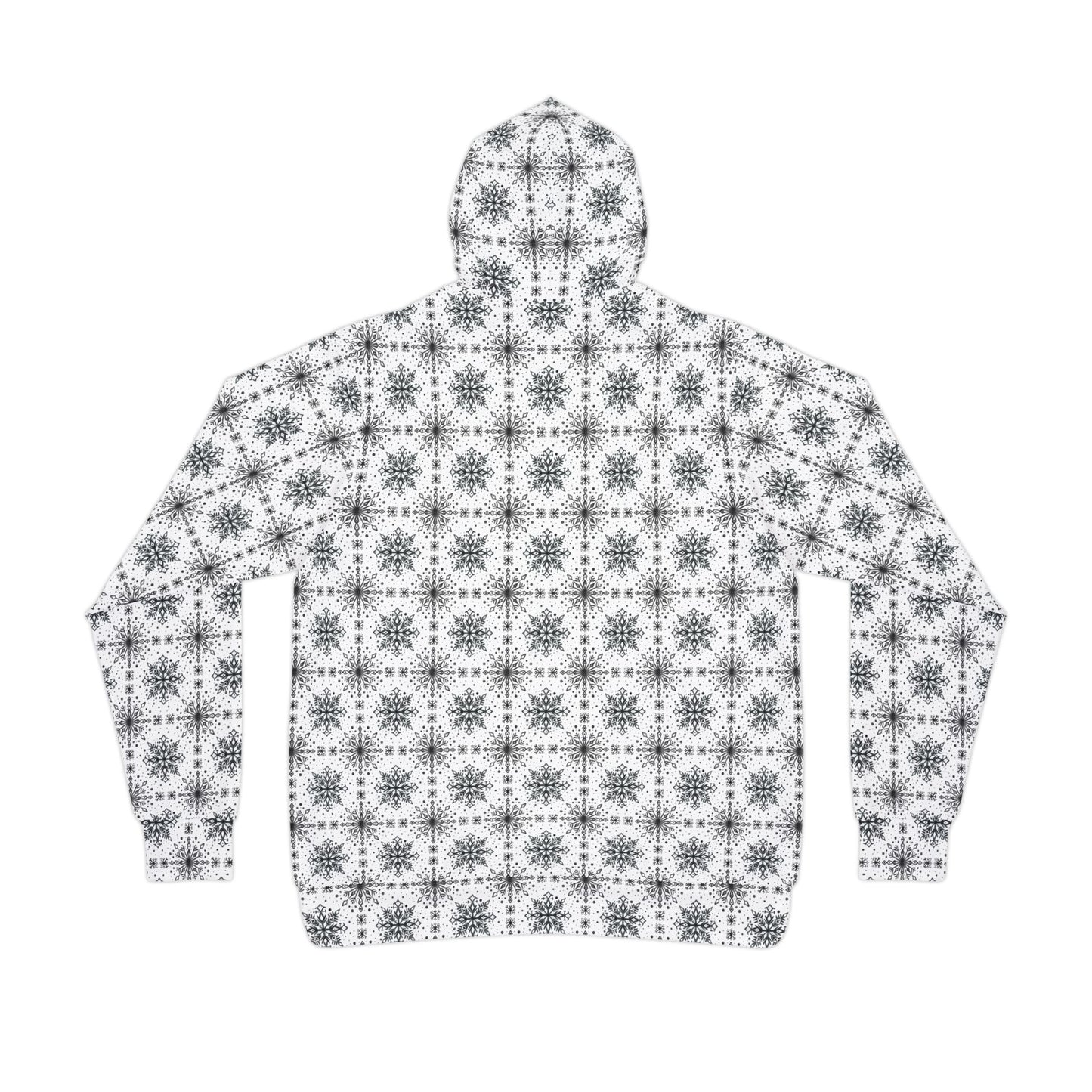 Snowflake Athletic Hoodie - Watercolor Design by Anndria - Black and White
