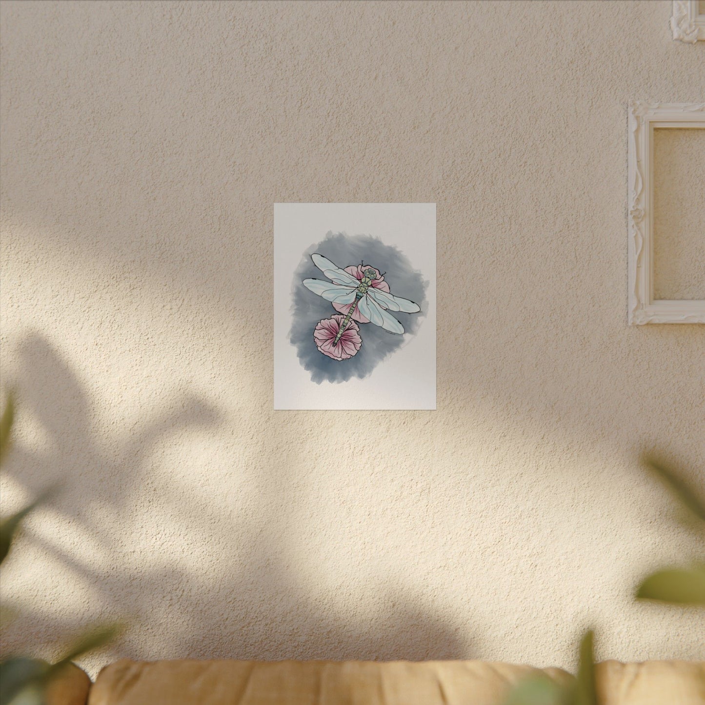 Matte Poster, Dragonfly Art Print, Textured Watercolor Wall Decor, Anndria Illustration, Unique Nature Art, Insect Drawing, Home Office