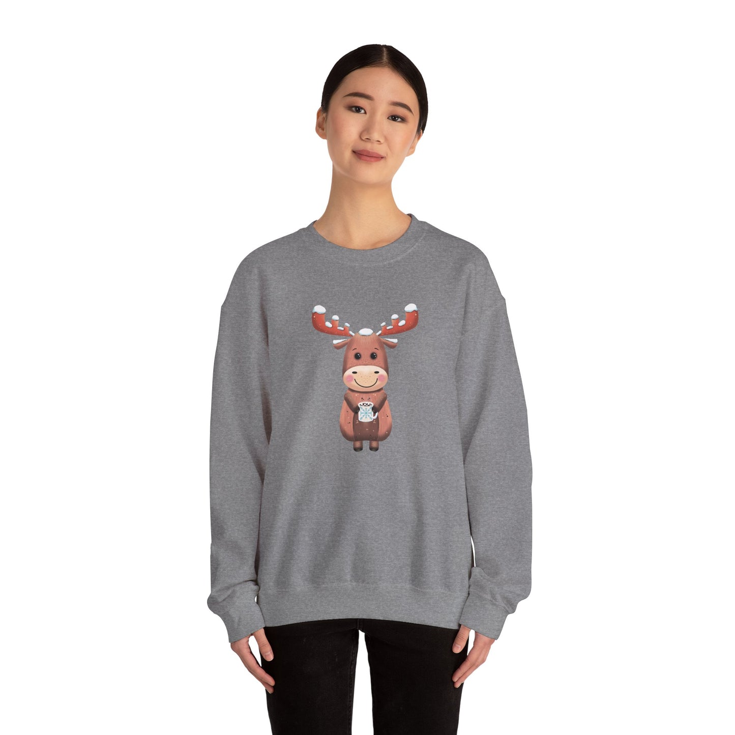 Moose Hot Chocolate Crewneck Sweatshirt by Anndria