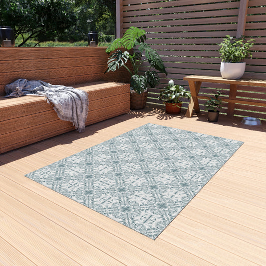 Elegant Outdoor Rug - Floral Pattern for Patio & Garden Decor