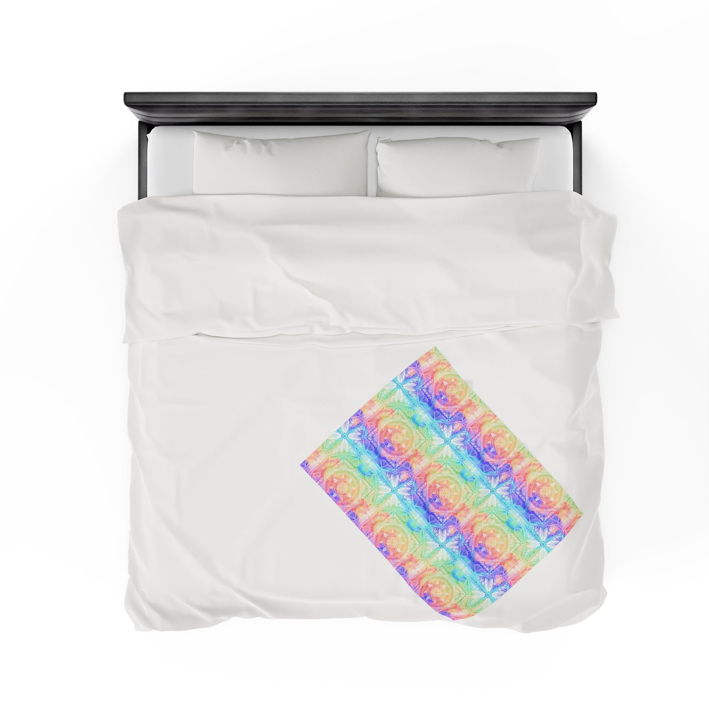 Velveteen Plush Blanket - Celestial Kaleidoscope Mandala Style Artwork by Anndria