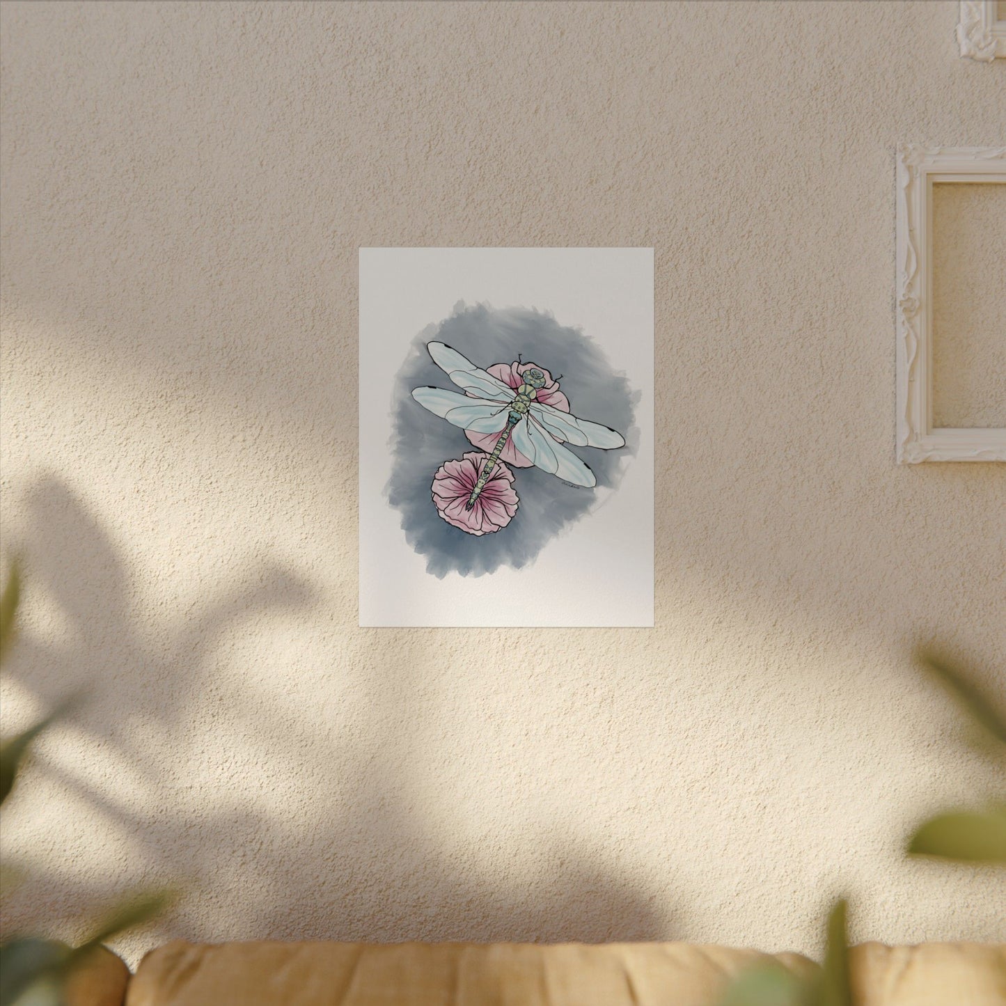 Matte Poster, Dragonfly Art Print, Textured Watercolor Wall Decor, Anndria Illustration, Unique Nature Art, Insect Drawing, Home Office