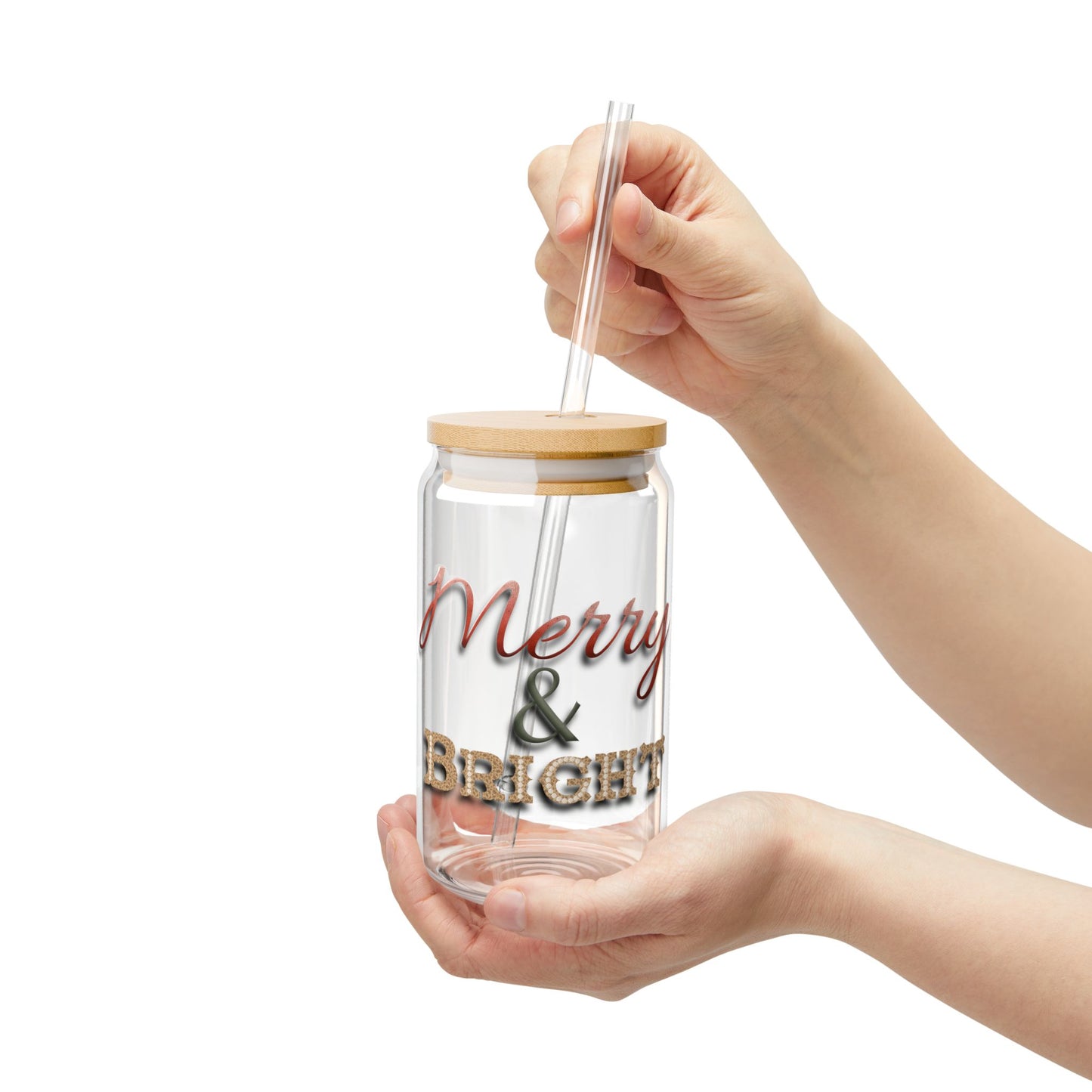 Sipper Glass, 16oz Meryy and Bright Design by Anndria