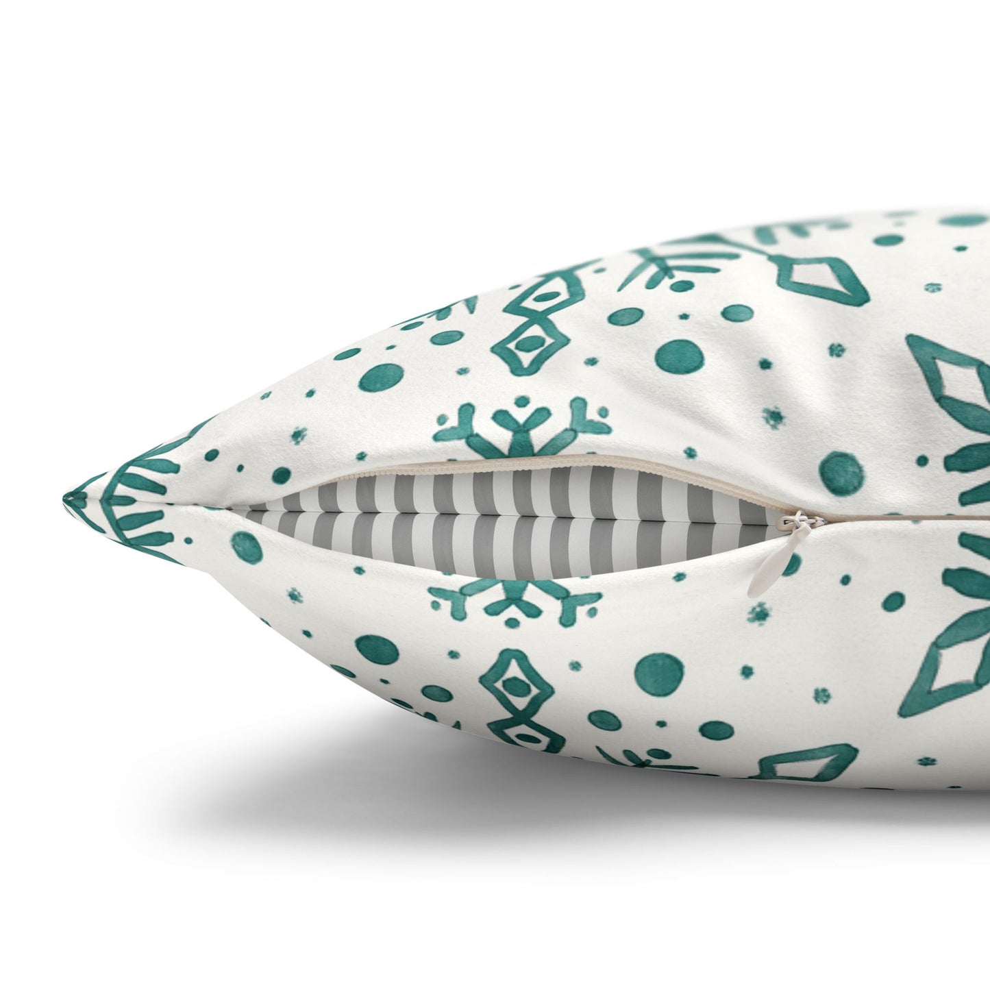 Pillowcase Watercolor Snowflake Design - Teal and White