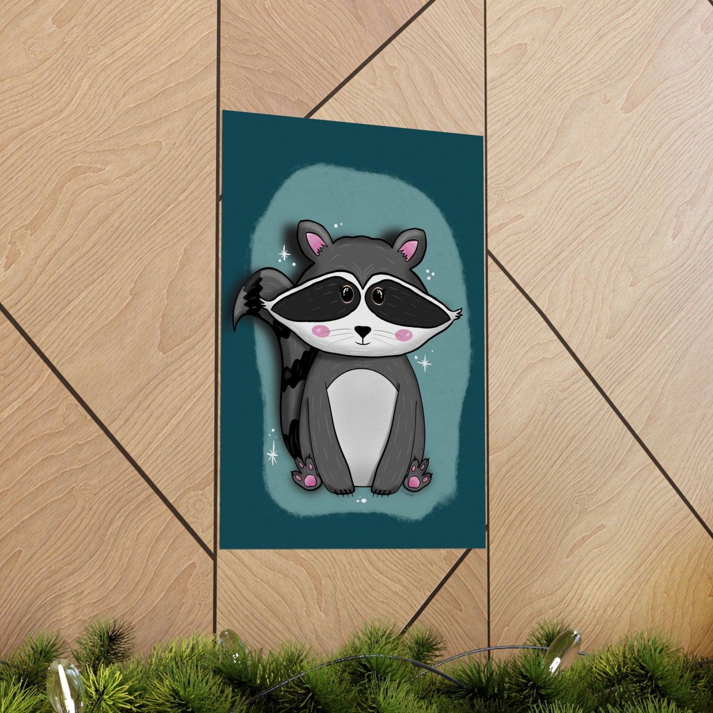 Vertical Poster, Raccoon Art Print, Matte Wall Decor, Midnight Mischief by Anndria, Animal Lover Gift, Nature Illustration, Cute Home Decor,