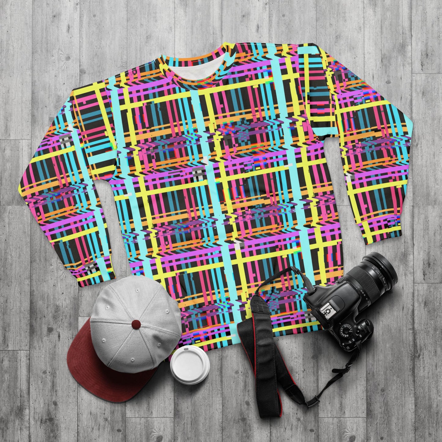 Vibrant Geometric Unisex Sweatshirt - Colorful Patterned Pullover for Casual Style