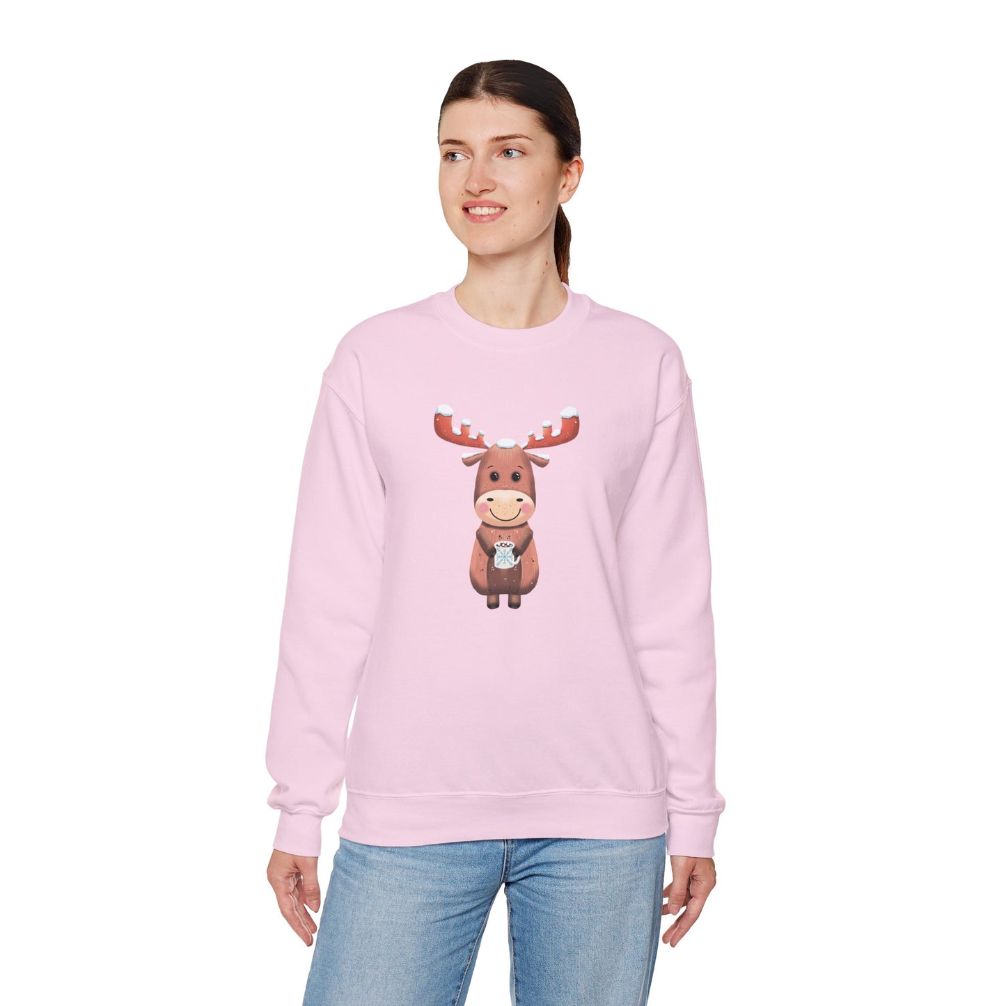 Moose Hot Chocolate Crewneck Sweatshirt by Anndria
