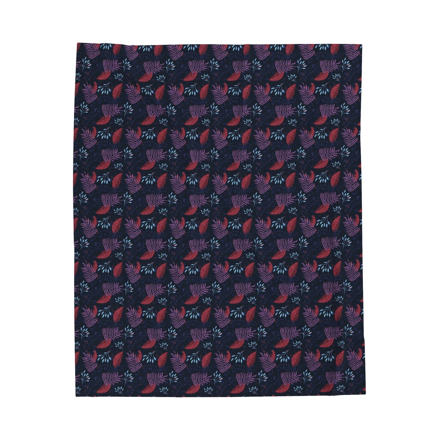 Plush Blanket - Purple, Pink and Blue Botanical Pattern by Anndria