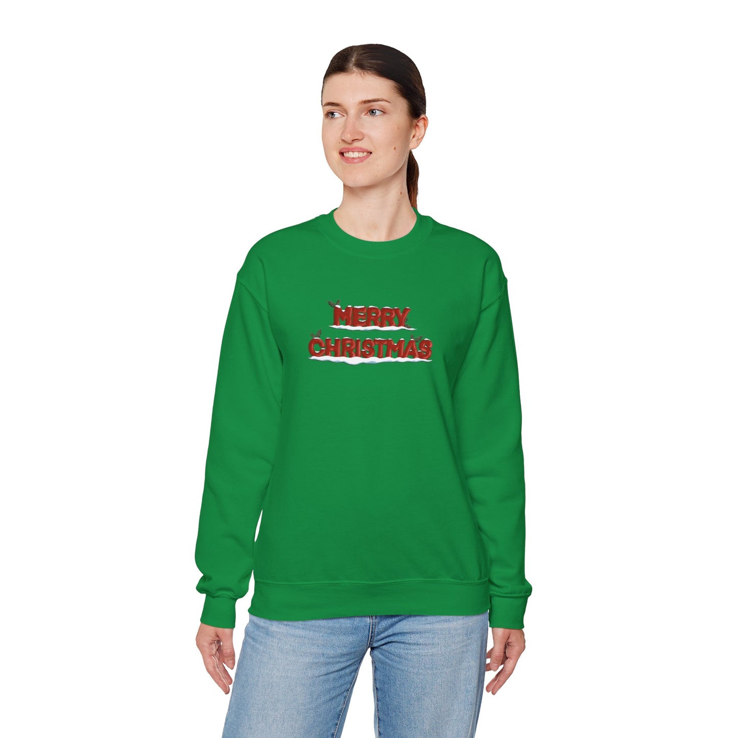 Merry Christmas with Snow and Holly - Unisex Sweatshirt