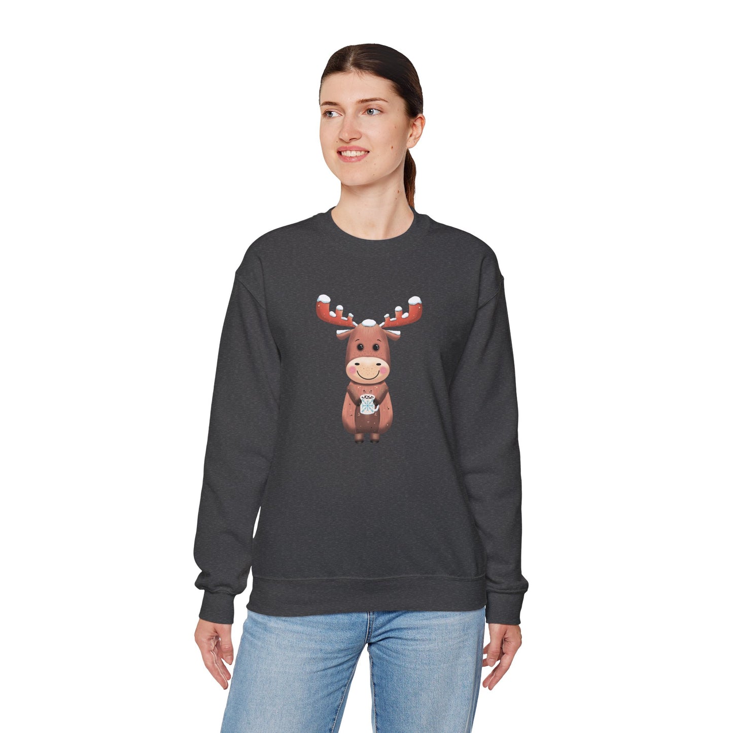 Moose Hot Chocolate Crewneck Sweatshirt by Anndria