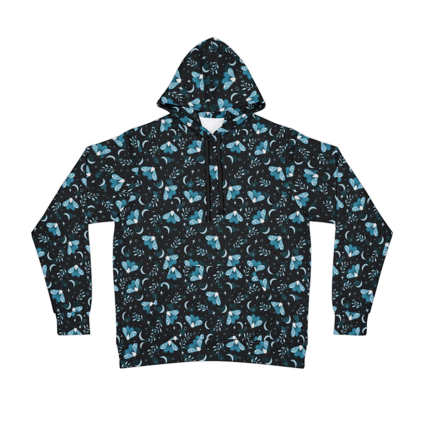 Witchy Moth Teal Athletic Hoodie by Anndria
