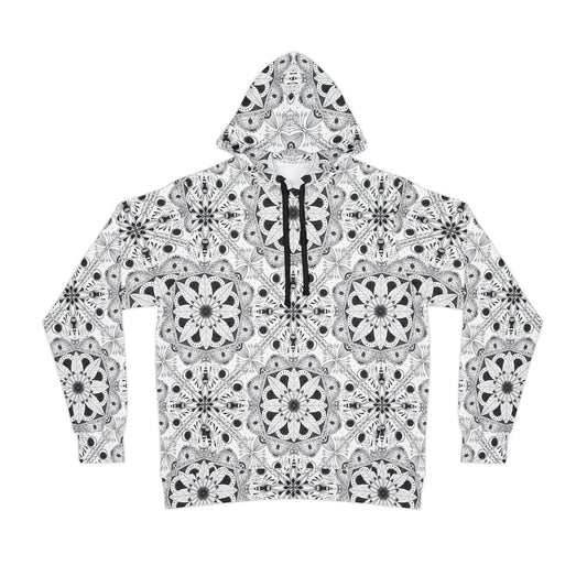 Stylish Black and White Floral Athletic Hoodie - Perfect for Casual Workouts and Everyday Wear