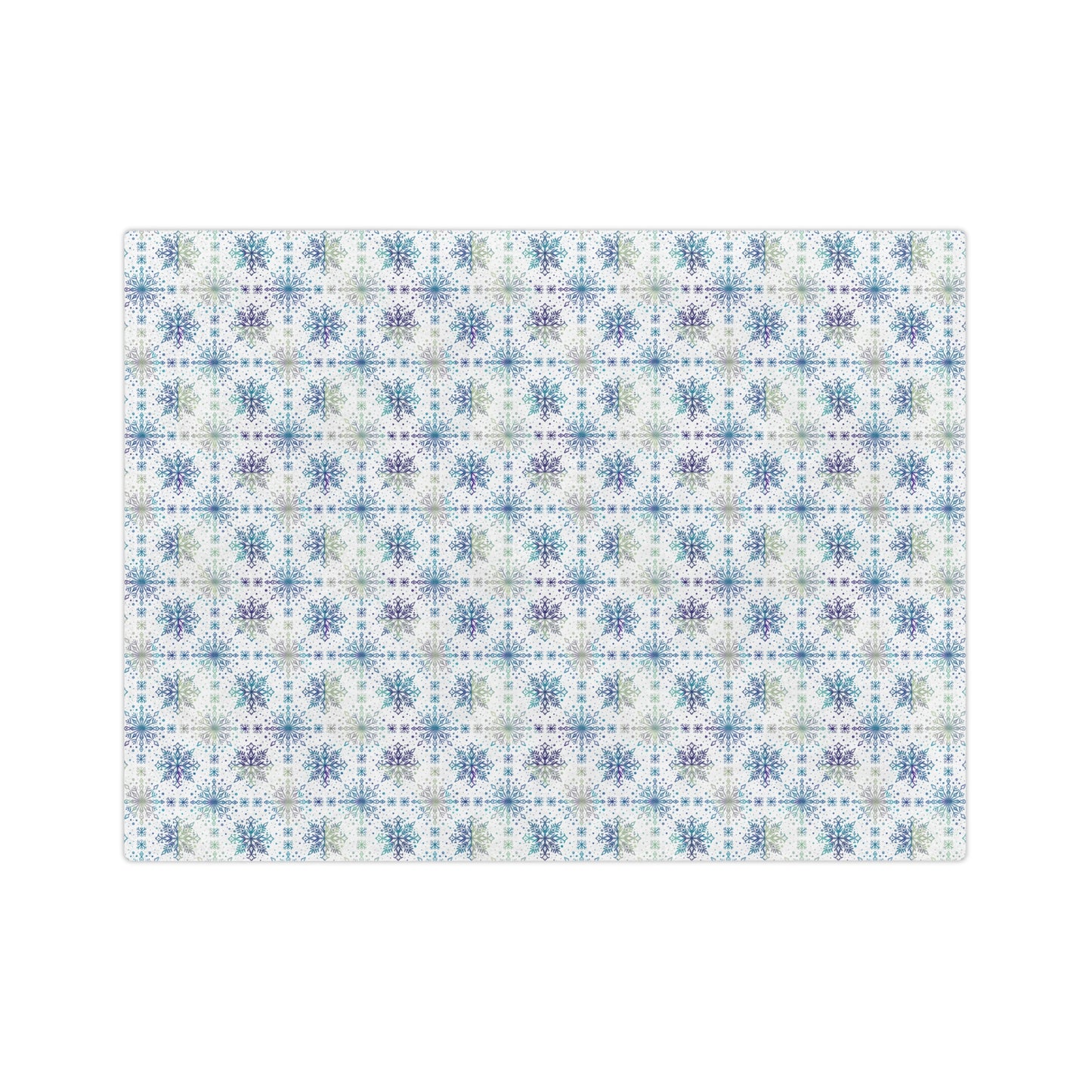 Velveteen Microfiber Blanket - Watercolor Snowflake Design by Anndria - Frosty teal, purple and green