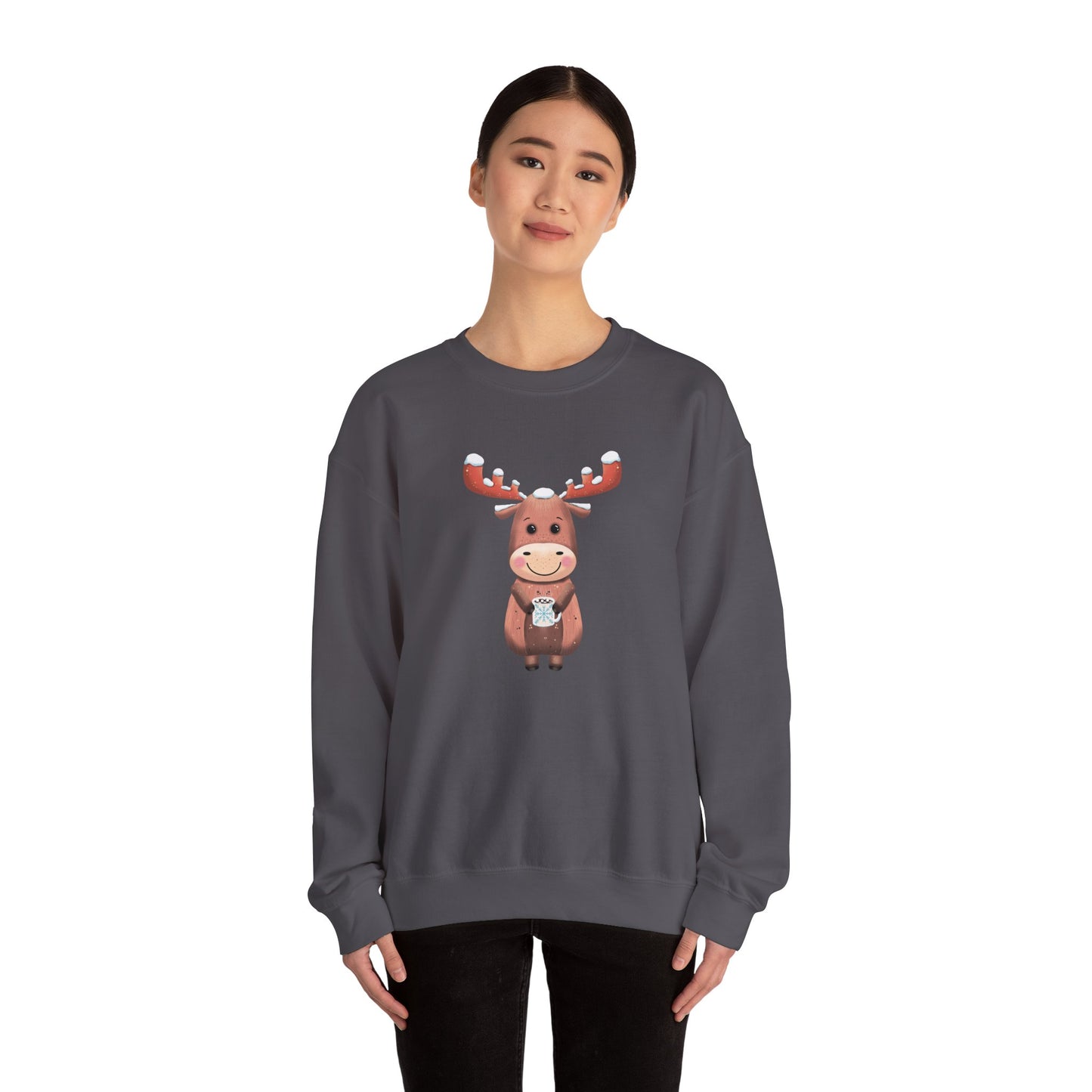 Moose Hot Chocolate Crewneck Sweatshirt by Anndria