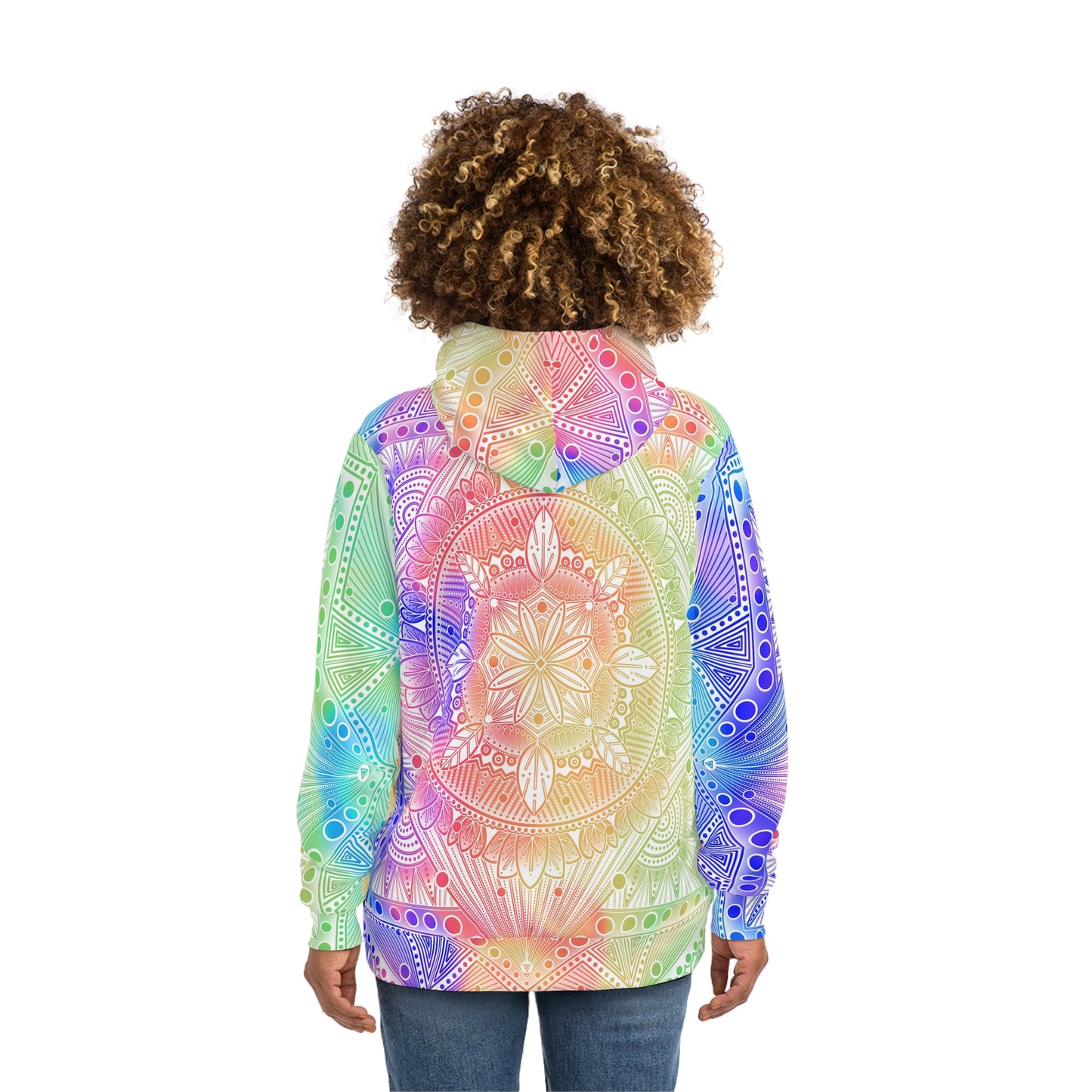 Celestial Kaleidoscope Mandala Hoodie, Artwork by Anndria, Festival Fashion, Colorful Sweatshirt, Boho Clothing, Trippy Hooded Top,