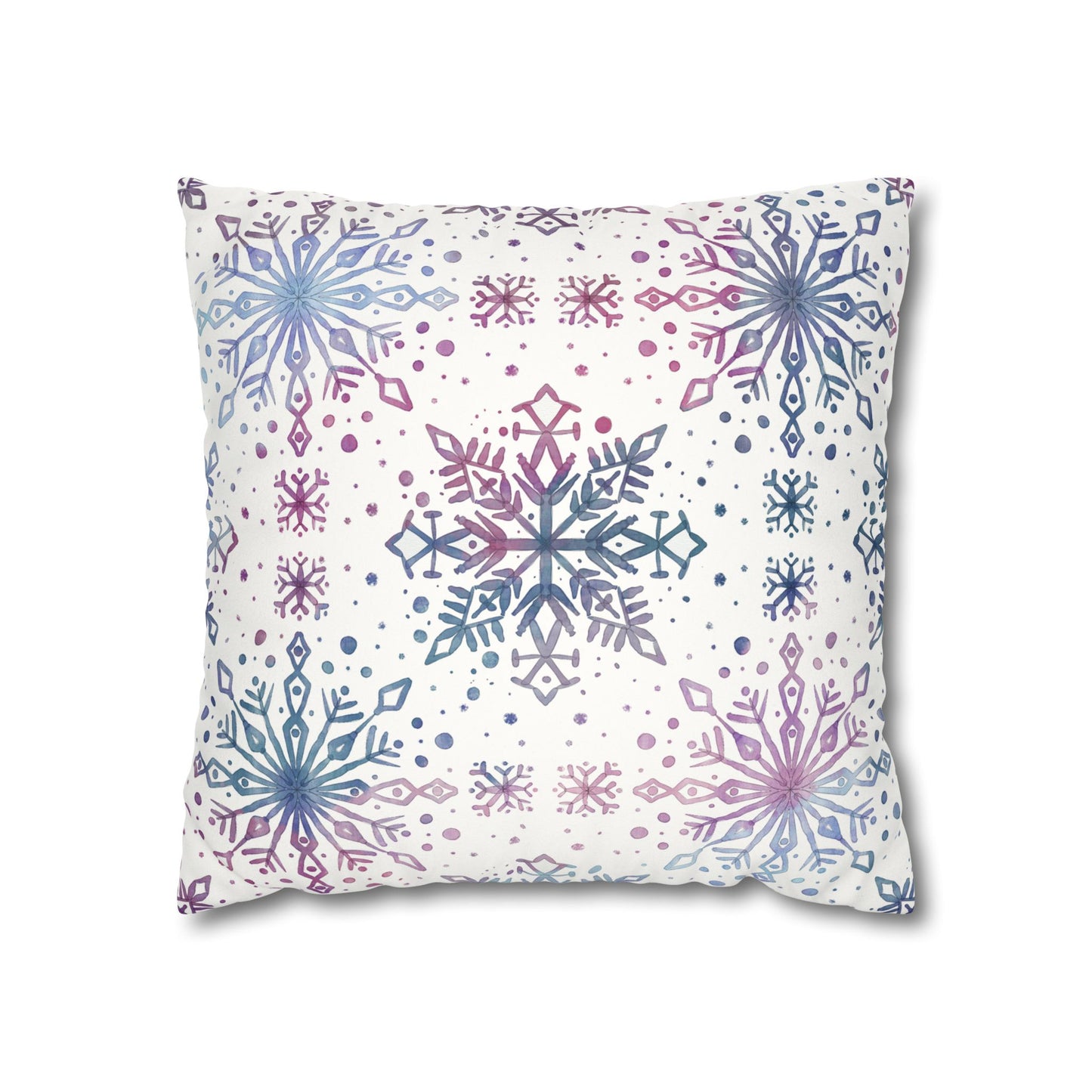 Pillowcase Watercolor Snowflake Design - Blue, Pink and Purple