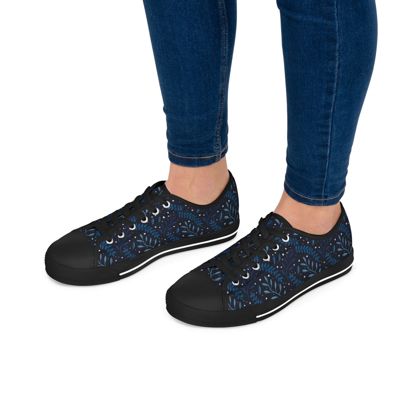 Low Top Sneakers Midnight Blue Forest Design by Anndria