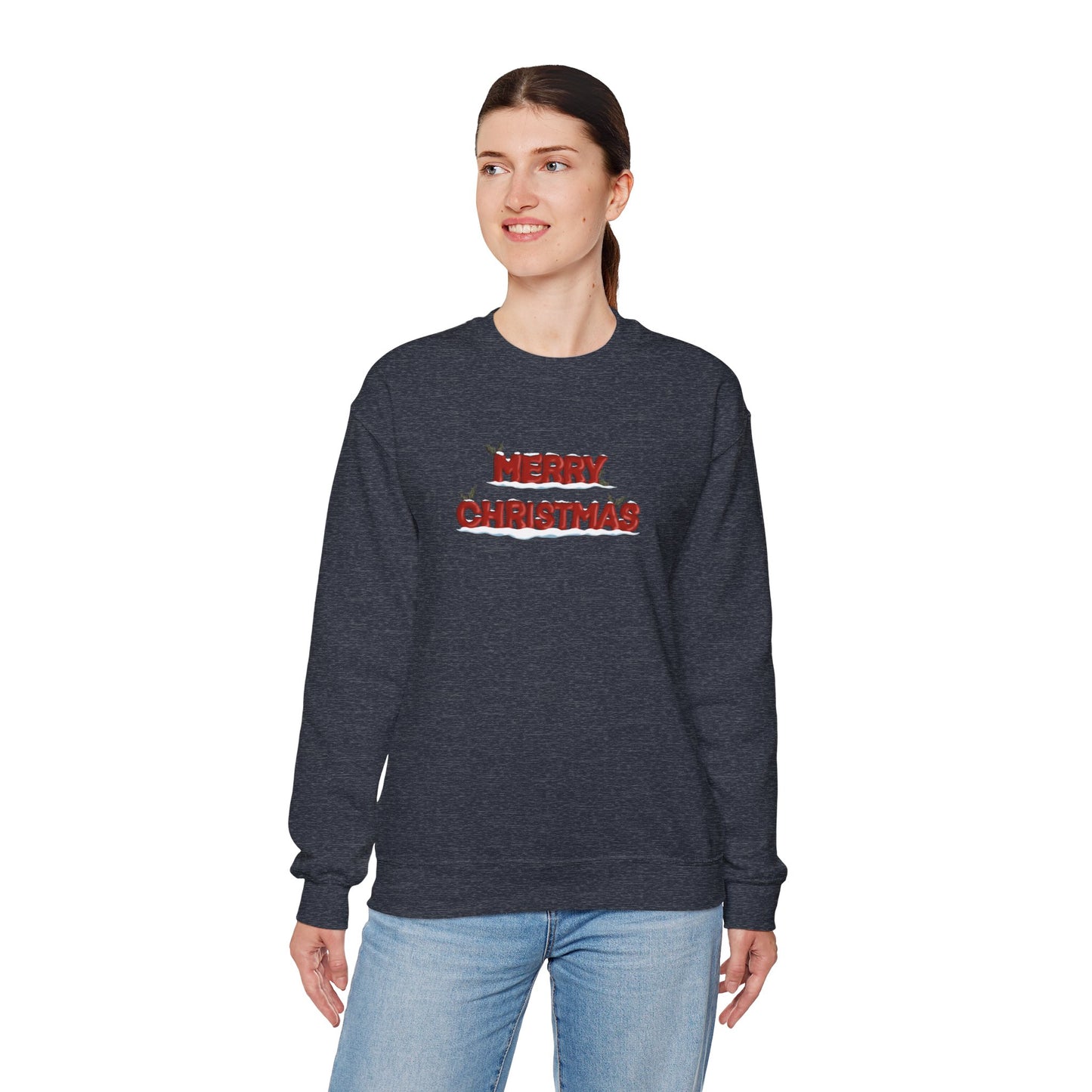 Merry Christmas with Snow and Holly - Unisex Sweatshirt