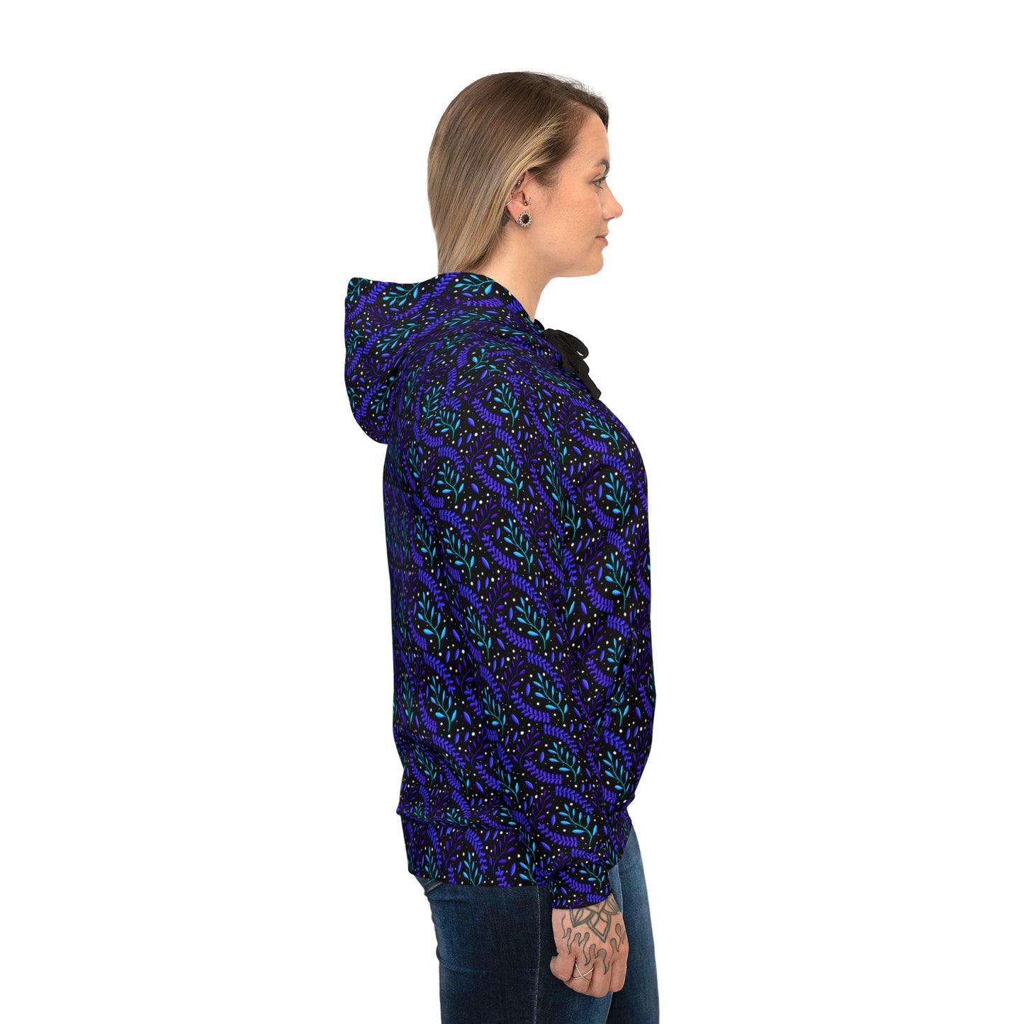 Cosmic Teal & Purple Forest Athletic Hoodie by Anndria