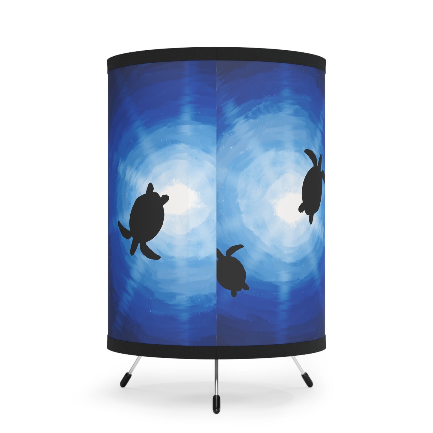 Ocean-Inspired Tripod Lamp with Turtle Design by Anndria | High-Res Printed Shade