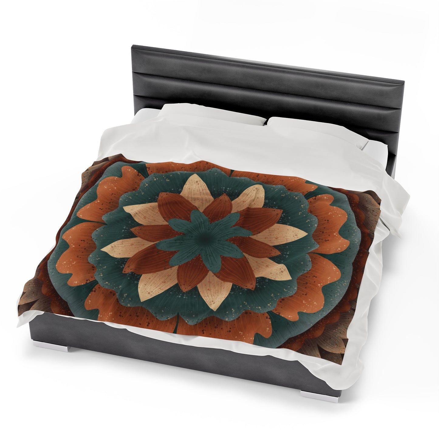 Velveteen Plush Blanket, Harvest Harmony Mandala Artwork by Anndria, Fall Vibes, Cozy Home Decor, Gift for Nature Lovers, Boho Chic Throw