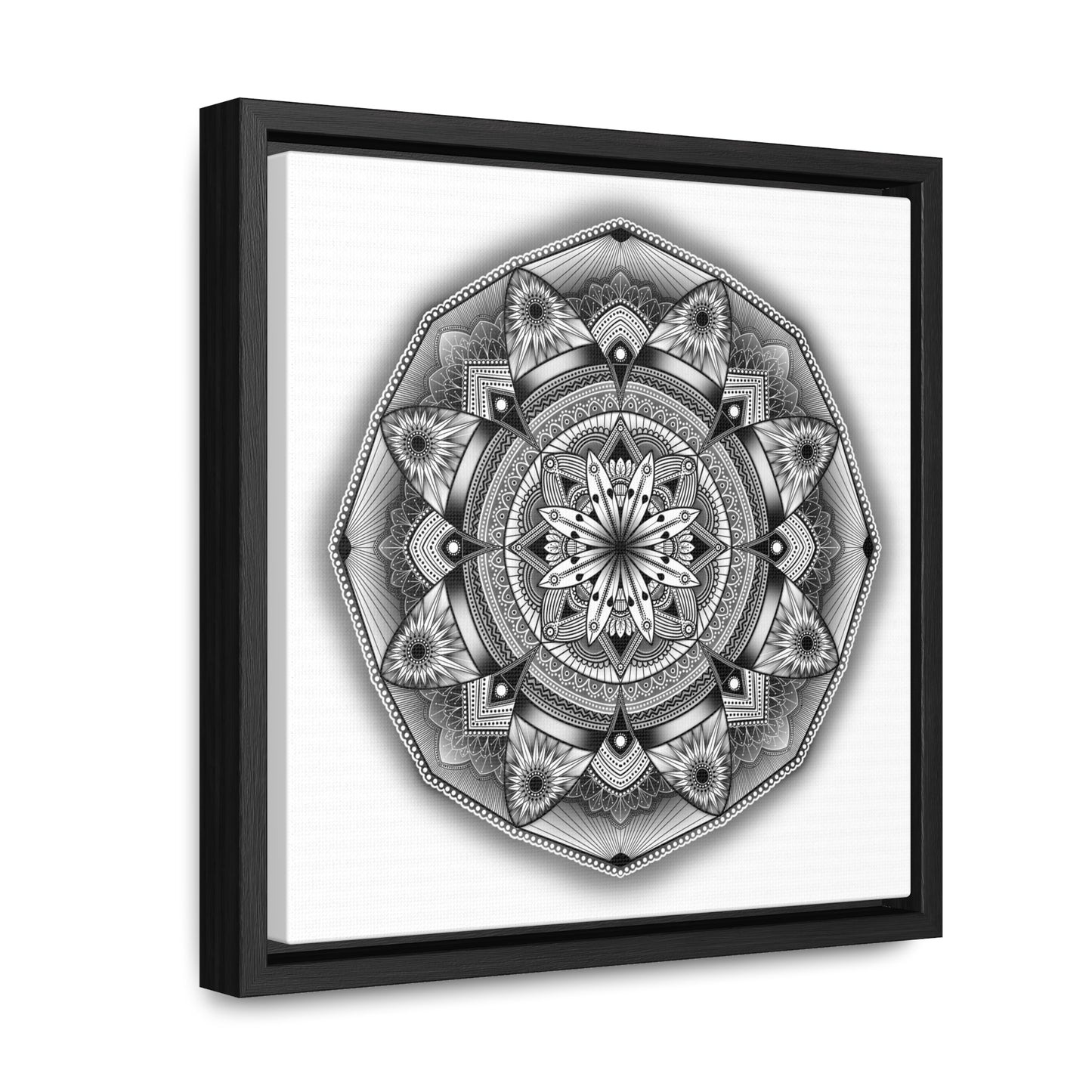 Square Frame Canvas Print, Black and White Mandala Artwork by Anndria, Gallery Wall Decor, Minimalist Home Decoration, Zen Meditation Gift,