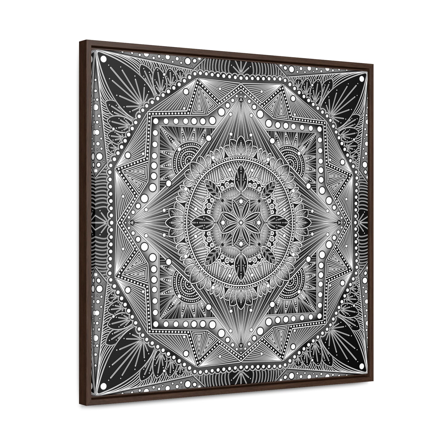 Square Frame Canvas Print, Black and White Mandala Artwork by Anndria, Gallery Wall Decor, Minimalist Home Decoration, Zen Meditation Gift,