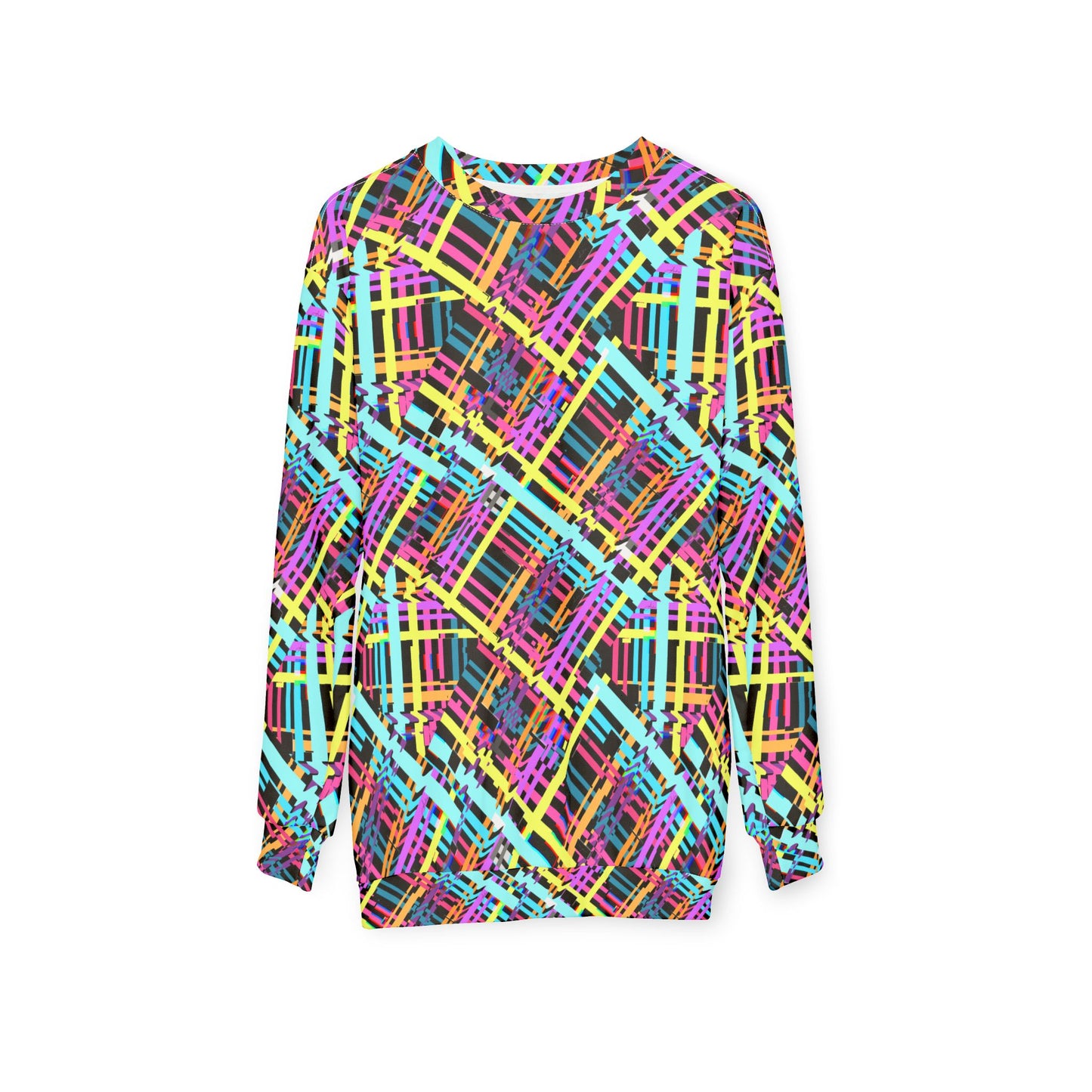 Vibrant Geometric Glitch Unisex Sweatshirt - Colorful Patterned Pullover for Casual Style