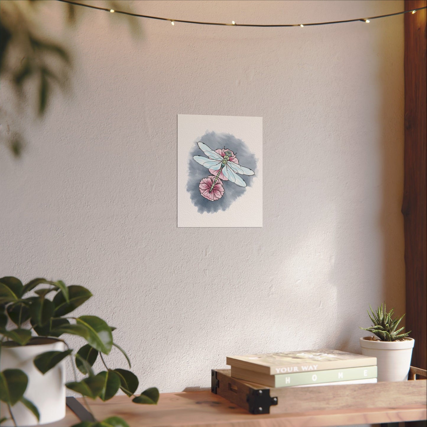 Matte Poster, Dragonfly Art Print, Textured Watercolor Wall Decor, Anndria Illustration, Unique Nature Art, Insect Drawing, Home Office