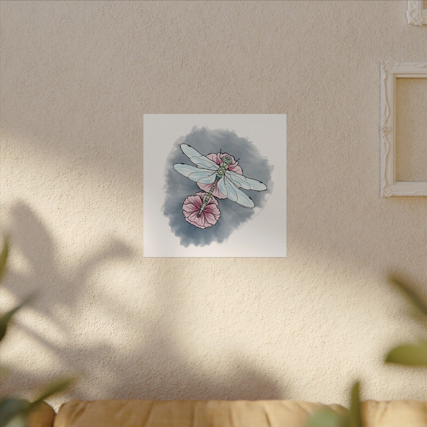 Matte Poster, Dragonfly Art Print, Textured Watercolor Wall Decor, Anndria Illustration, Unique Nature Art, Insect Drawing, Home Office