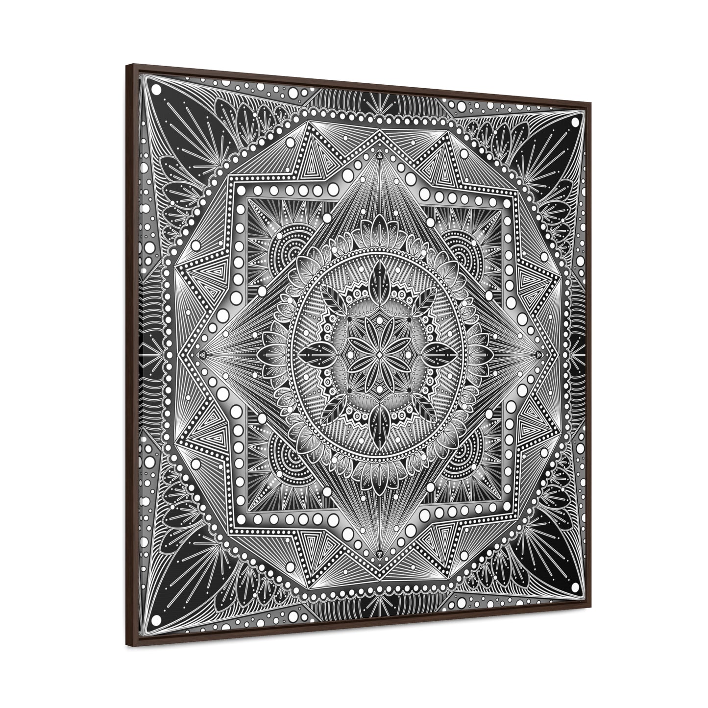 Square Frame Canvas Print, Black and White Mandala Artwork by Anndria, Gallery Wall Decor, Minimalist Home Decoration, Zen Meditation Gift,