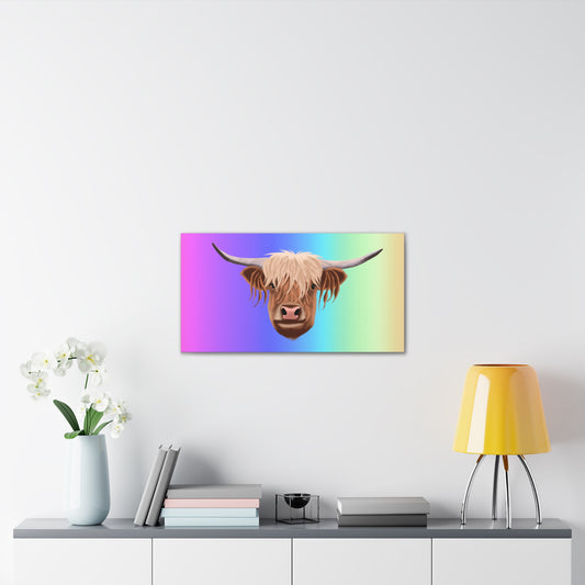 Colorful Highland Cow Canvas Wall Art - Vibrant Decor for Animal Lovers