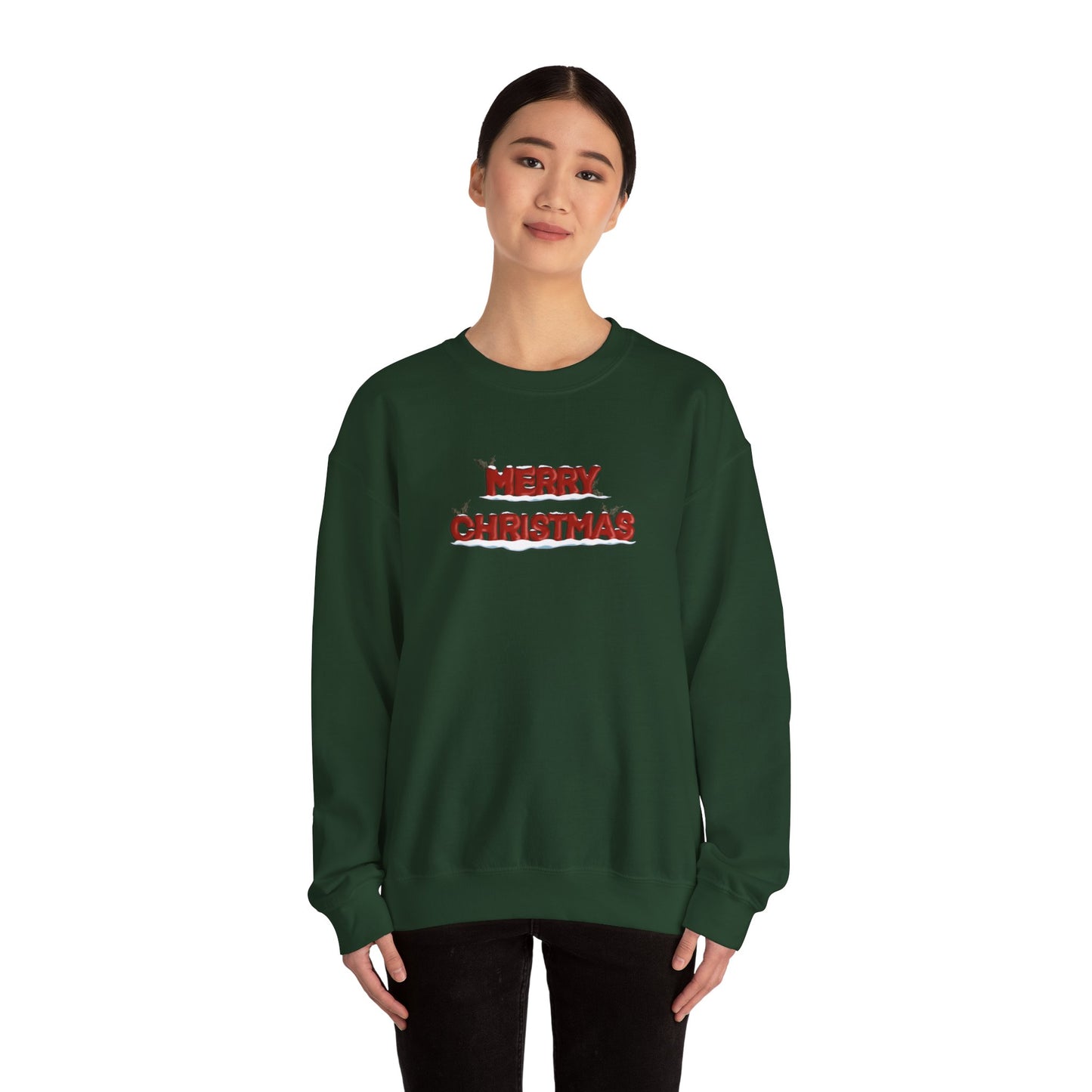 Merry Christmas with Snow and Holly - Unisex Sweatshirt