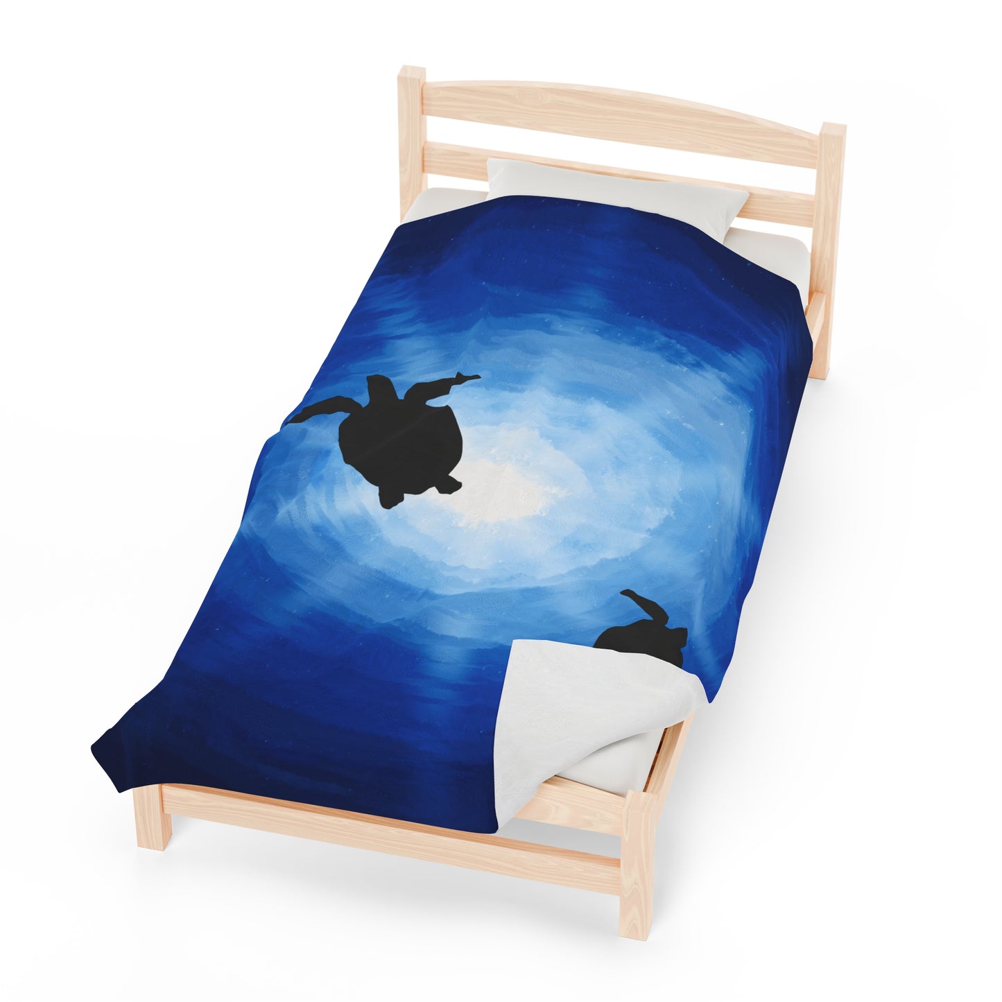 Plush Blanket - Sea Turtles Swimming Through Sun Rays Drawn by Anndria