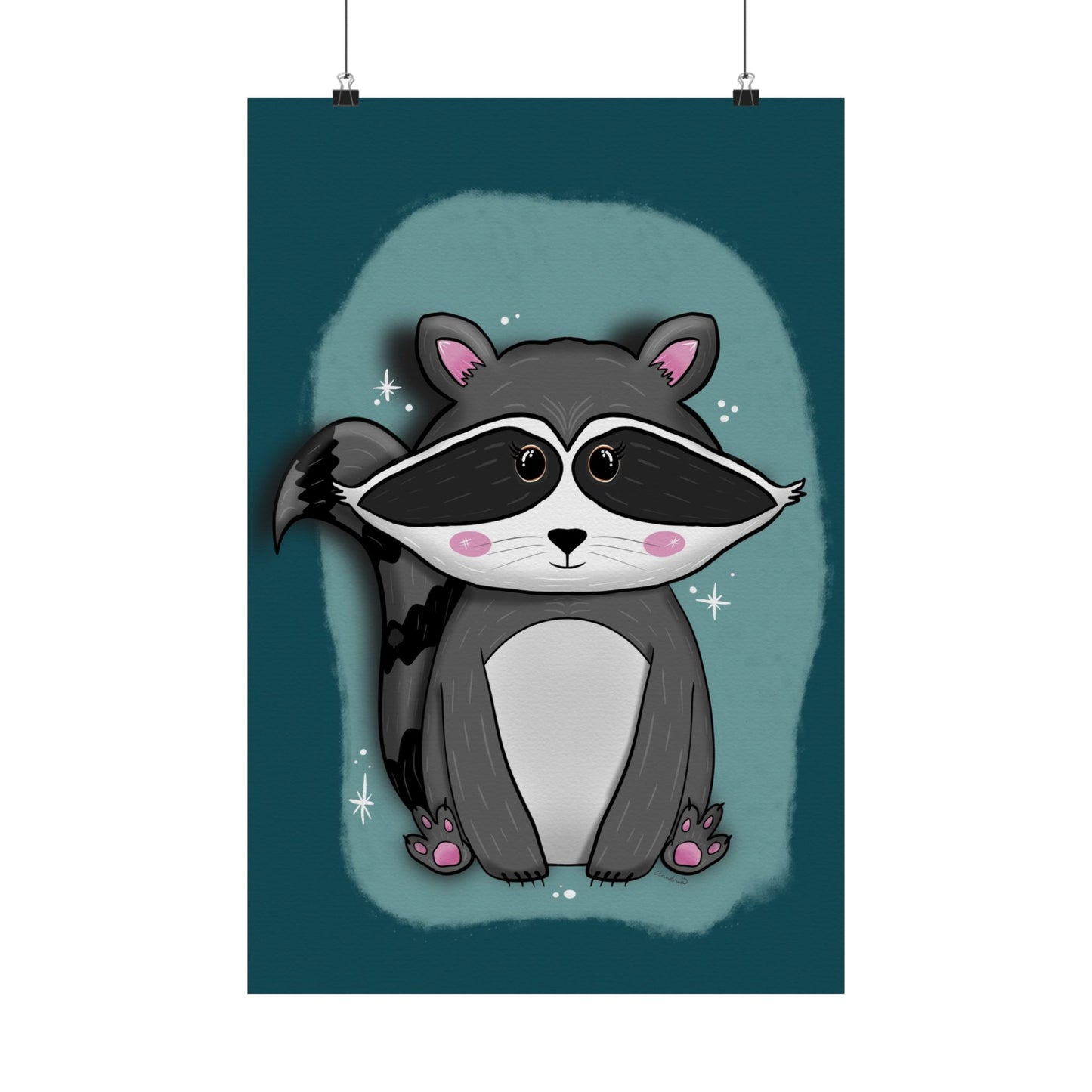 Vertical Poster, Raccoon Art Print, Matte Wall Decor, Midnight Mischief by Anndria, Animal Lover Gift, Nature Illustration, Cute Home Decor,