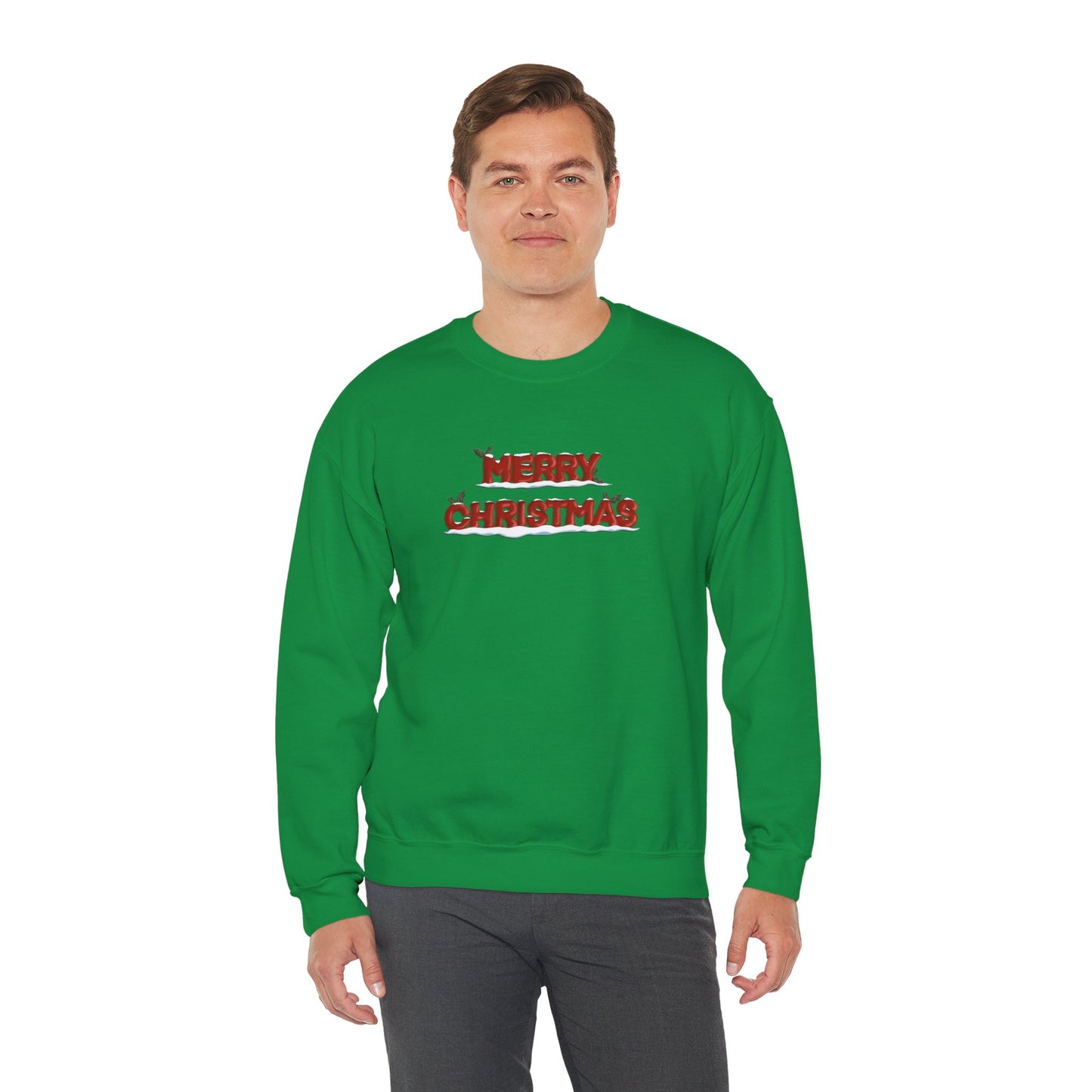 Merry Christmas with Snow and Holly - Unisex Sweatshirt
