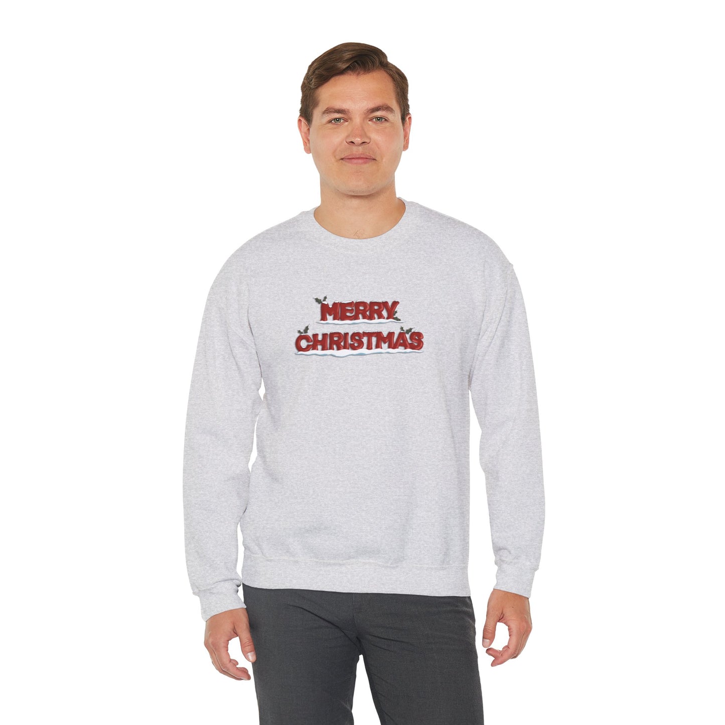Merry Christmas with Snow and Holly - Unisex Sweatshirt