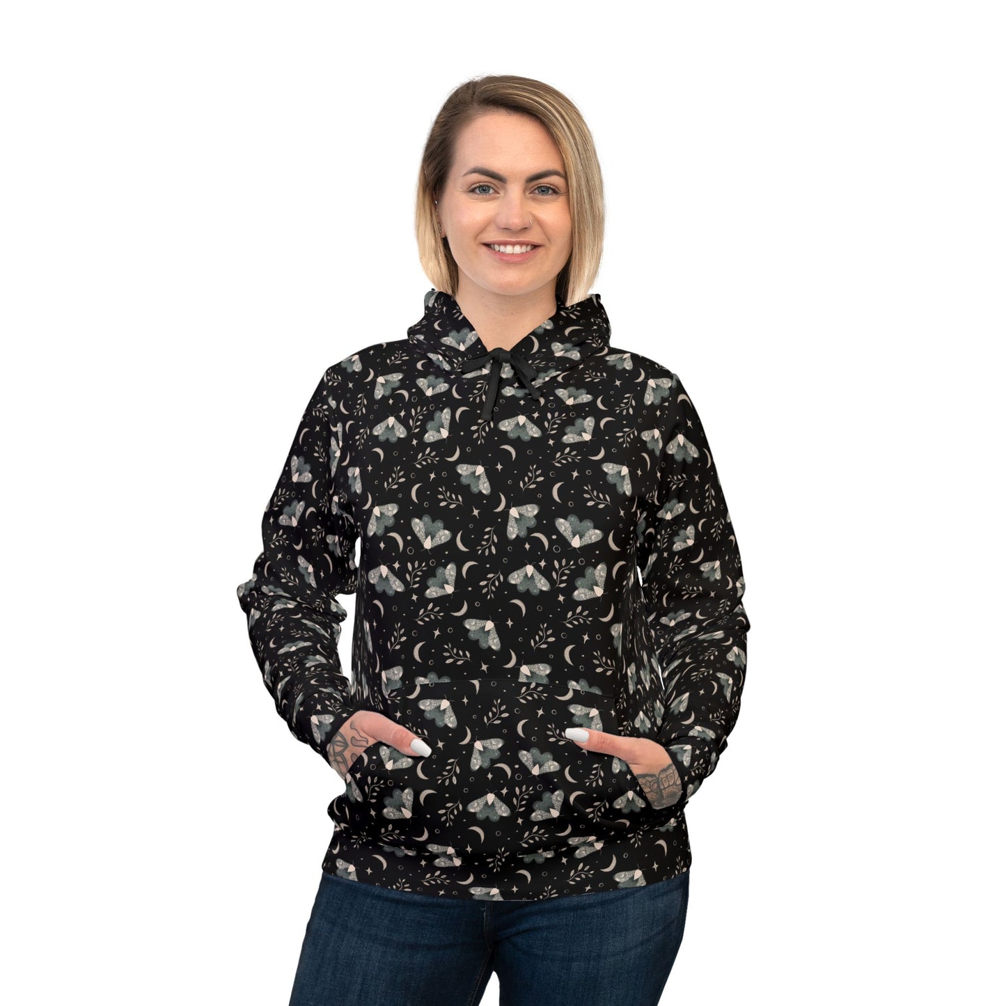 Witchy Moth Athletic Hoodie by Anndria