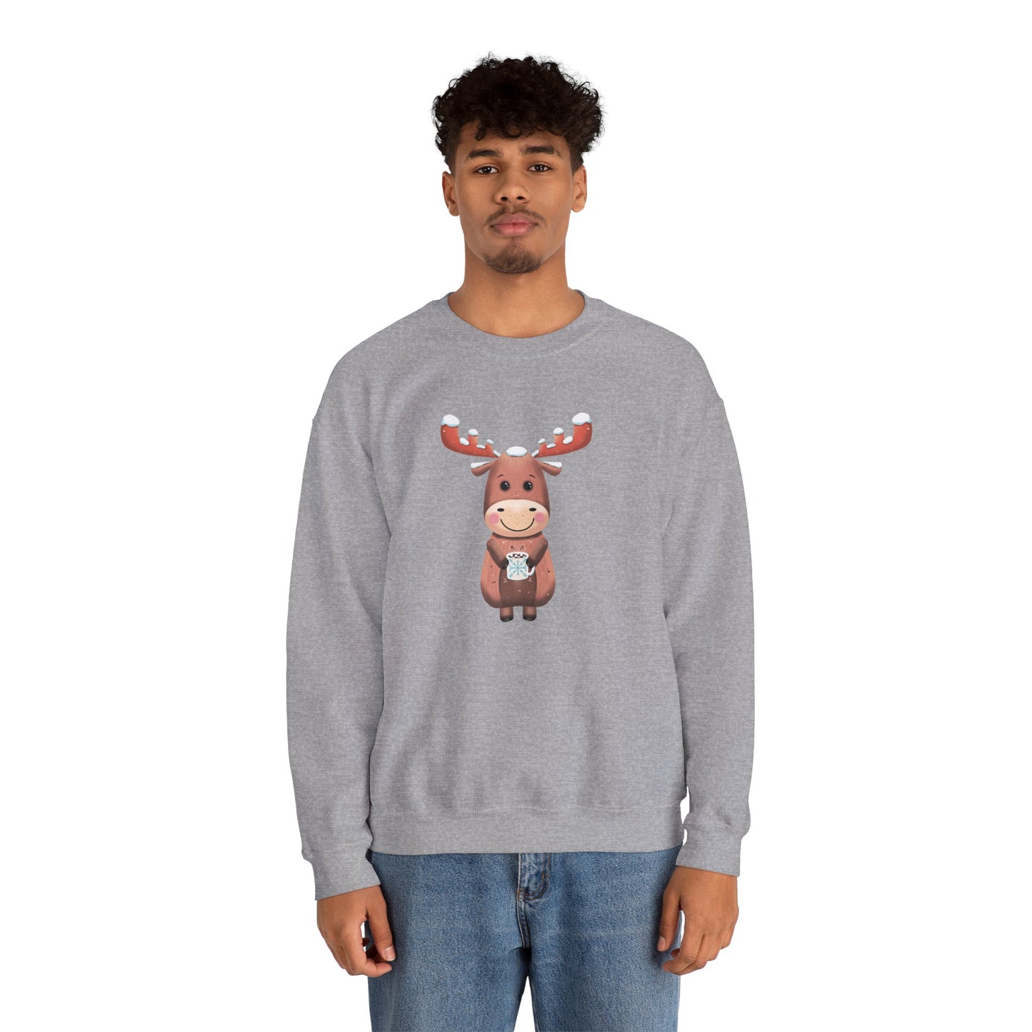 Moose Hot Chocolate Crewneck Sweatshirt by Anndria