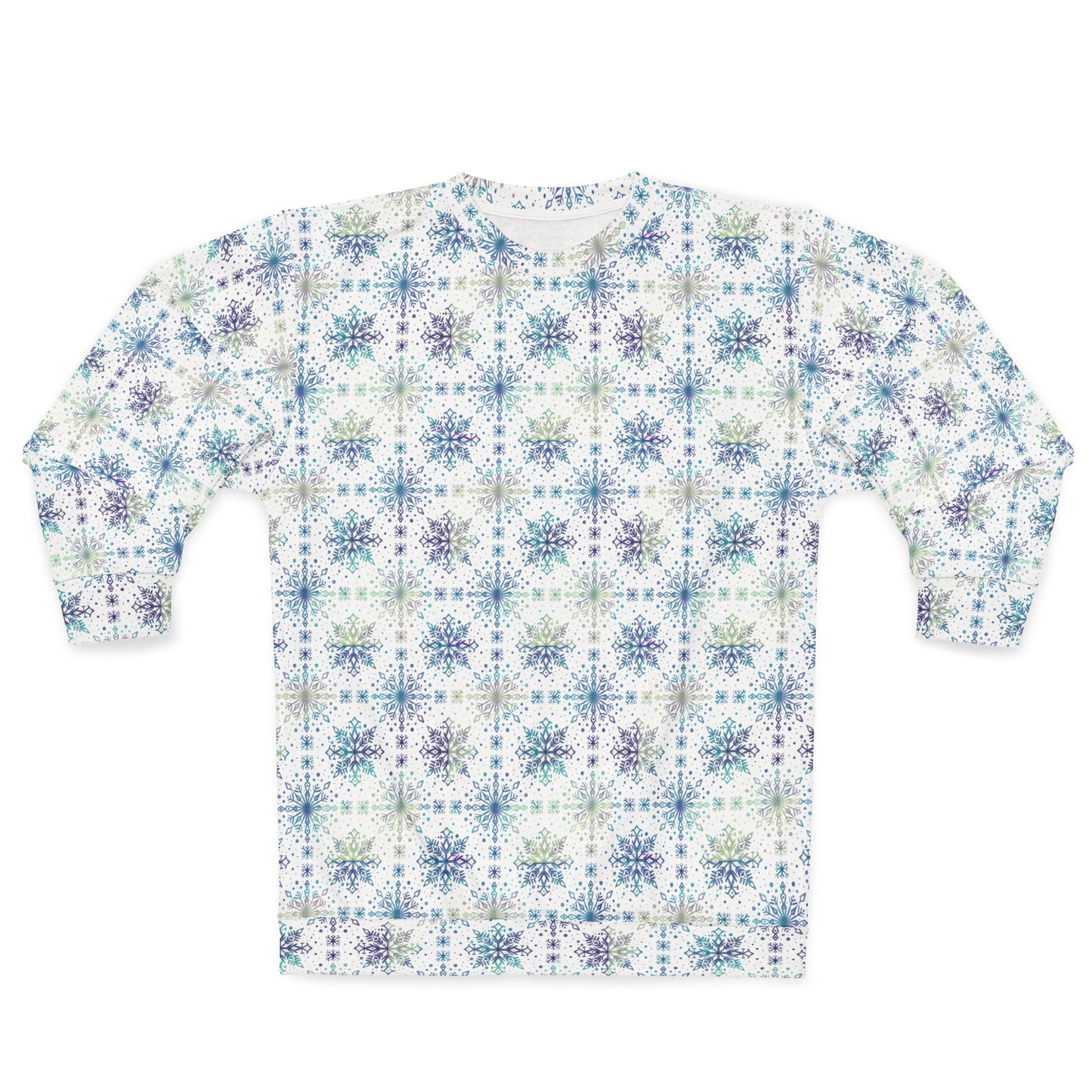 Snowflake Unisex Sweatshirt - Watercolor Design by Anndria - Frosty teal, purple and green