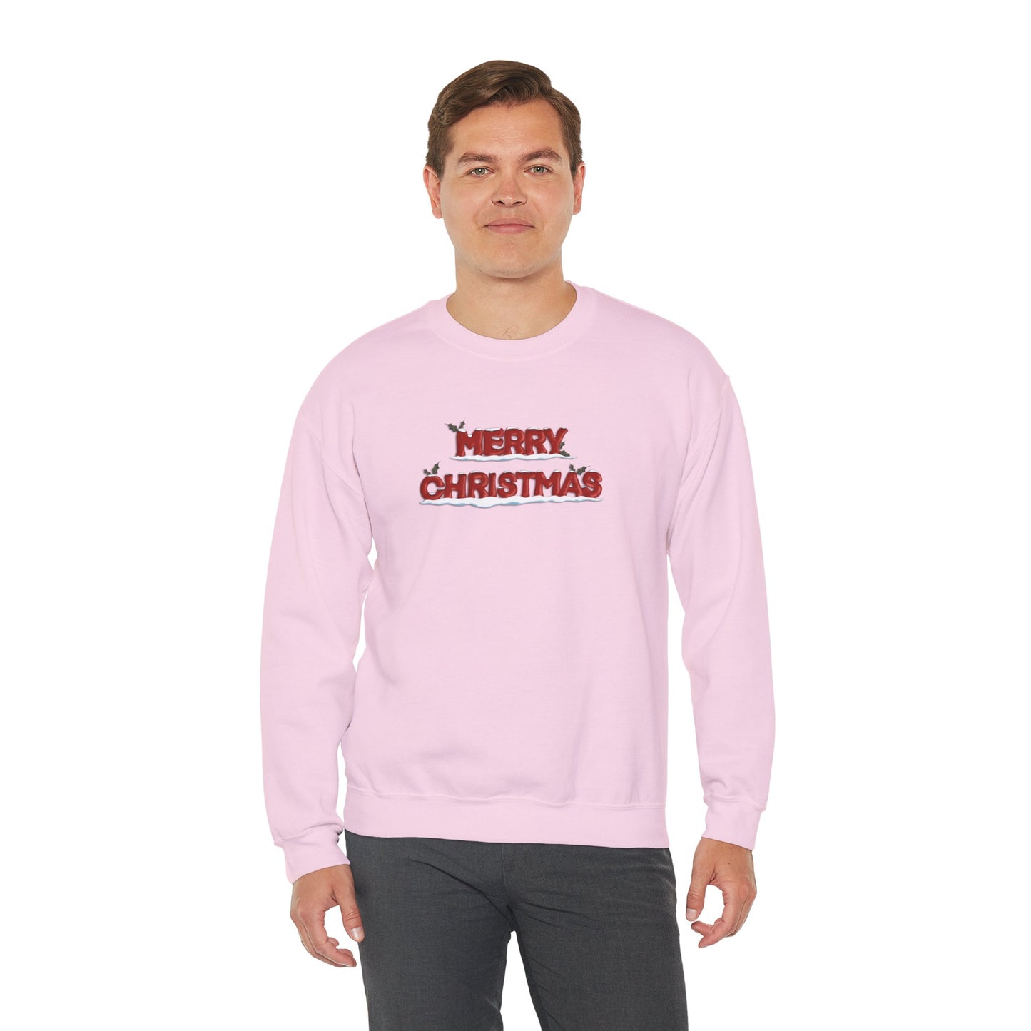 Merry Christmas with Snow and Holly - Unisex Sweatshirt