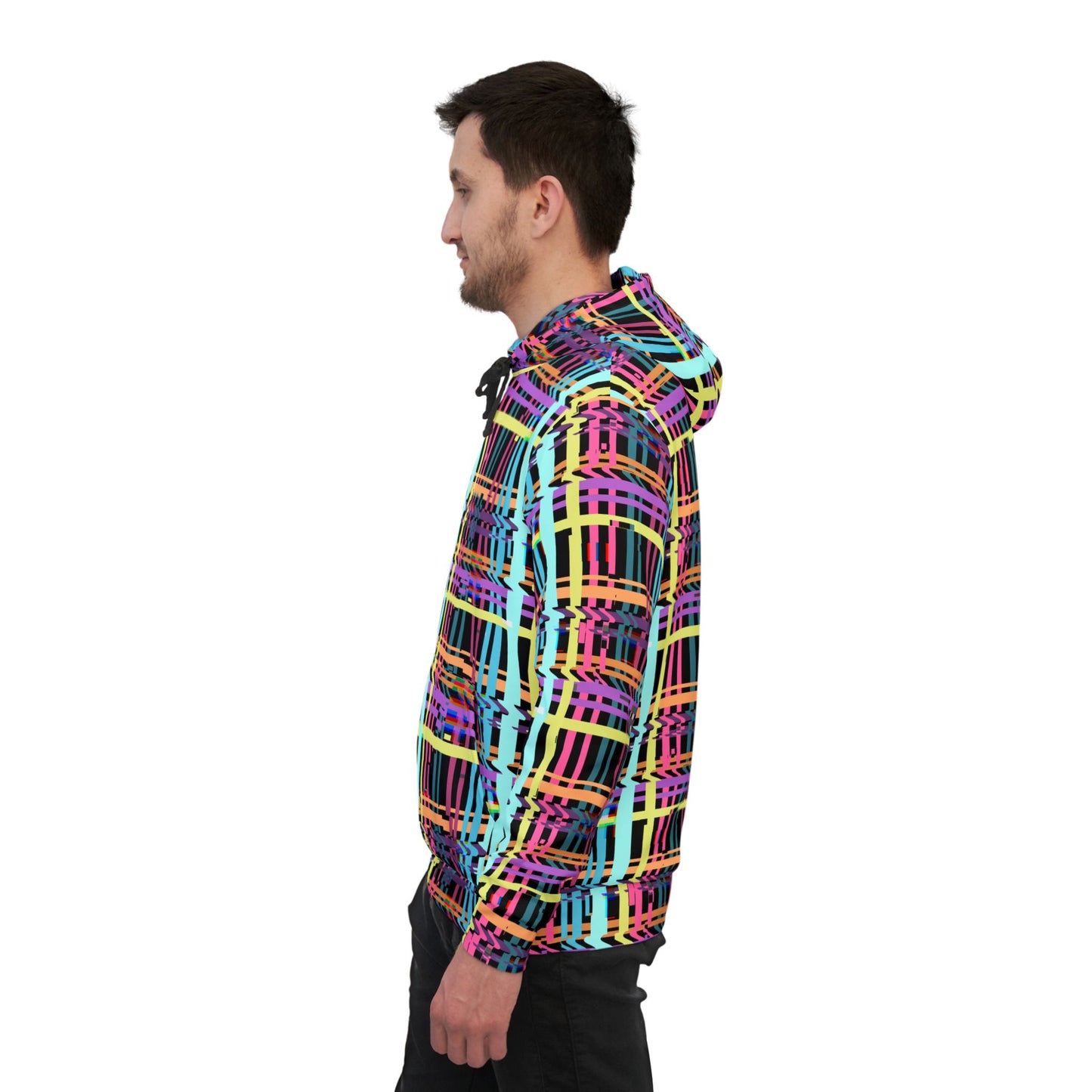 Colorful Glitch Plaid Athletic Hoodie - Vibrant and Stylish Activewear