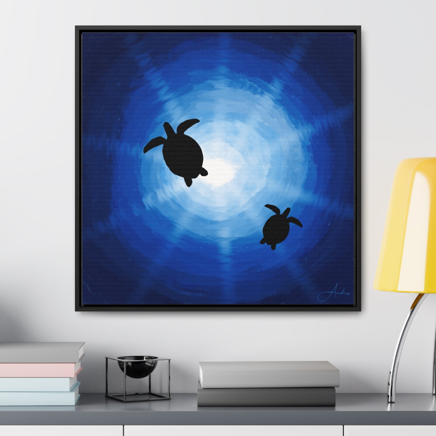 Canvas Wraps, Rays of Sun and Sea Turtles, Hand Drawn by Anndria