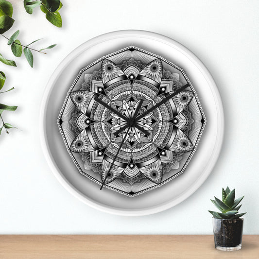 Mandala Wall Clock, Black and White Boho Home Decor, Unique Mandala Artwork, Modern Wall Clock, Mandala Design Decor, Mandala Clock