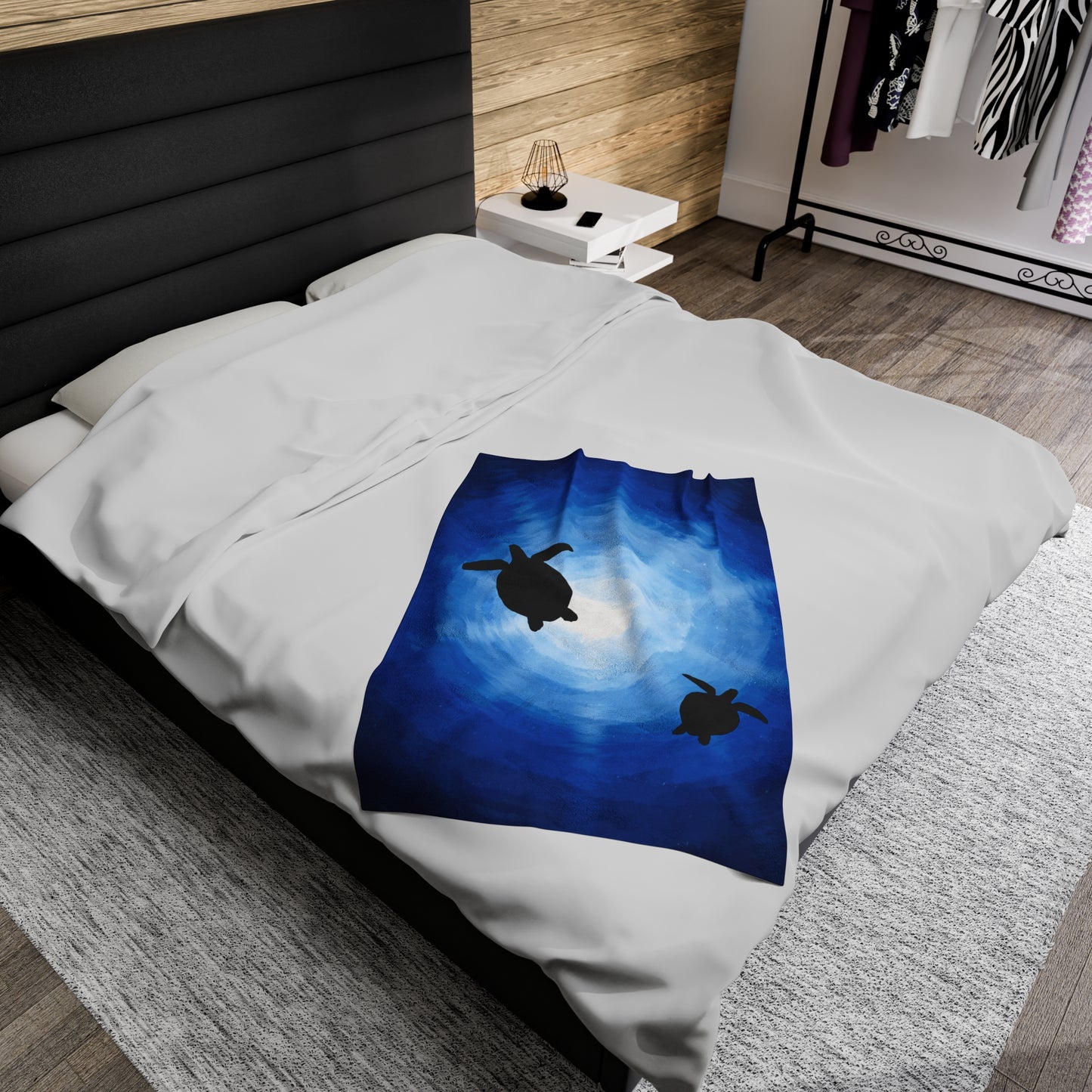 Plush Blanket - Sea Turtles Swimming Through Sun Rays Drawn by Anndria
