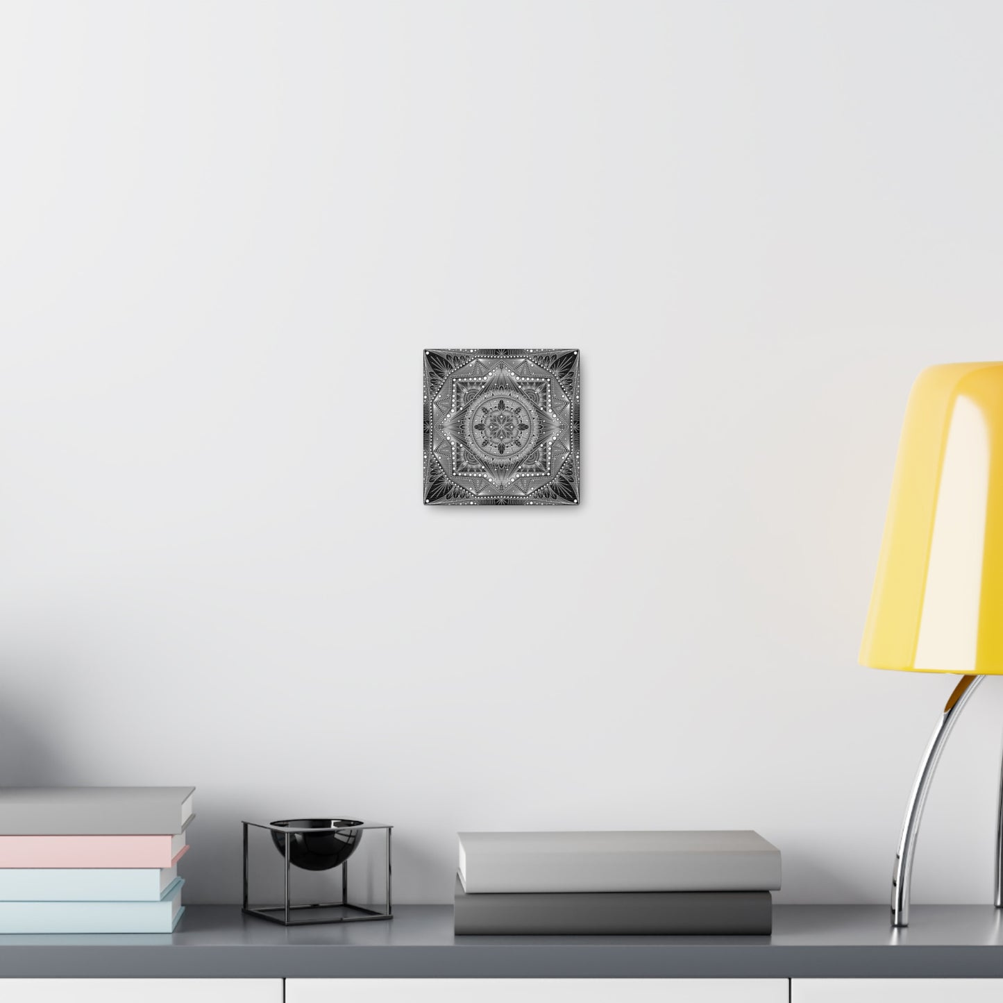 Square Canvas Print, Black and White Mandala Artwork by Anndria, Gallery Wall Decor, Minimalist Home Decoration, Zen Meditation Gift,