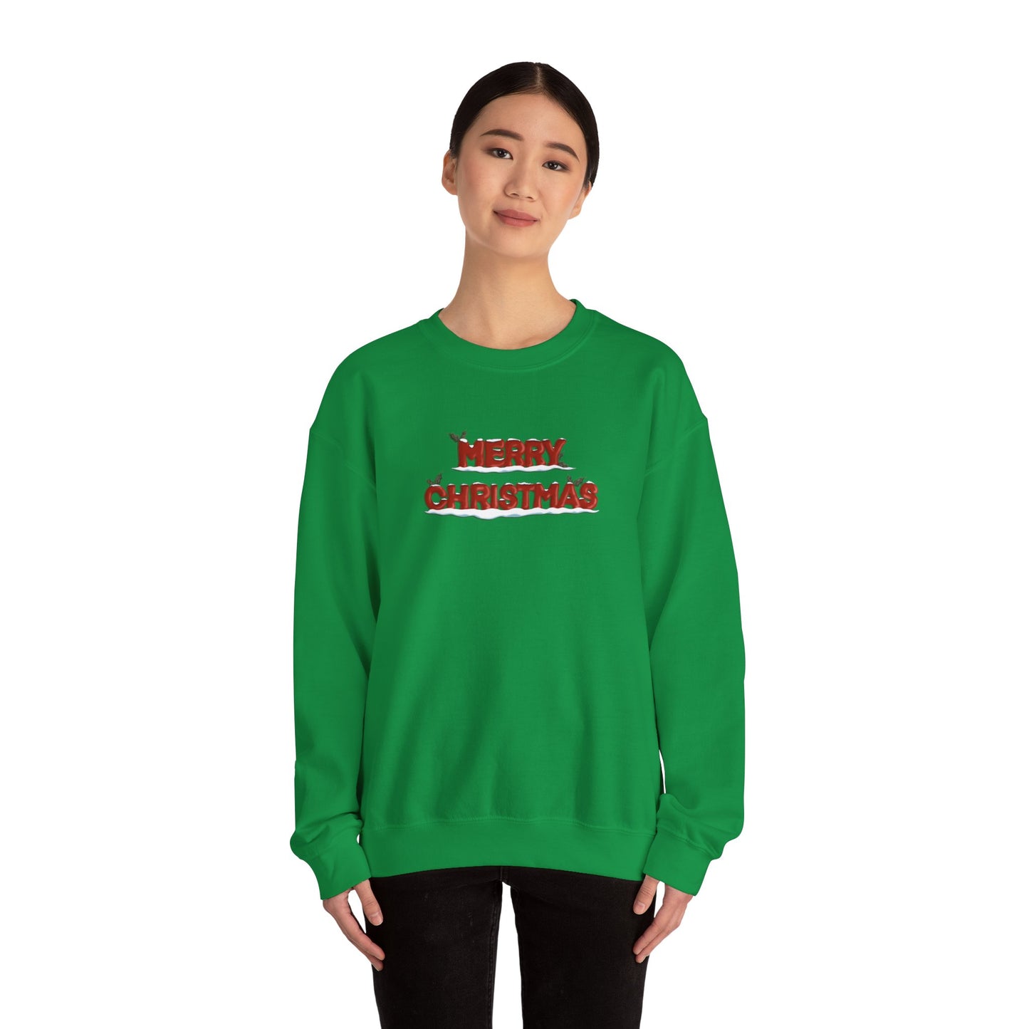 Merry Christmas with Snow and Holly - Unisex Sweatshirt